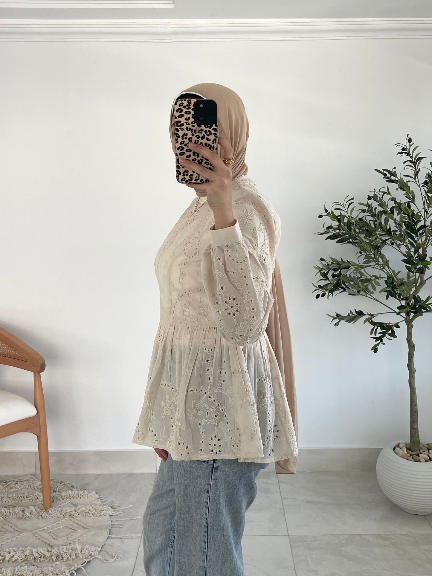 Summer Blossom Blouse in Beige