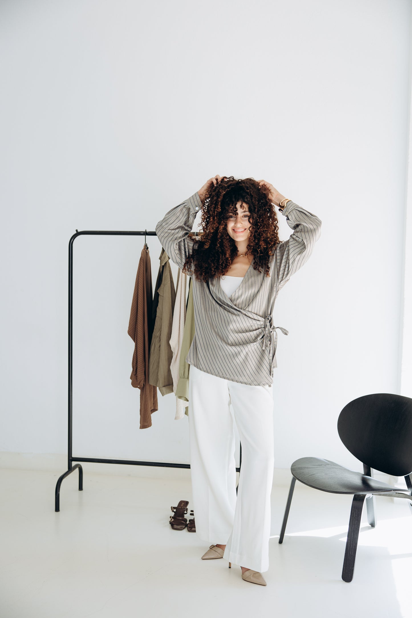 Glow Pleat Blouse in Stone