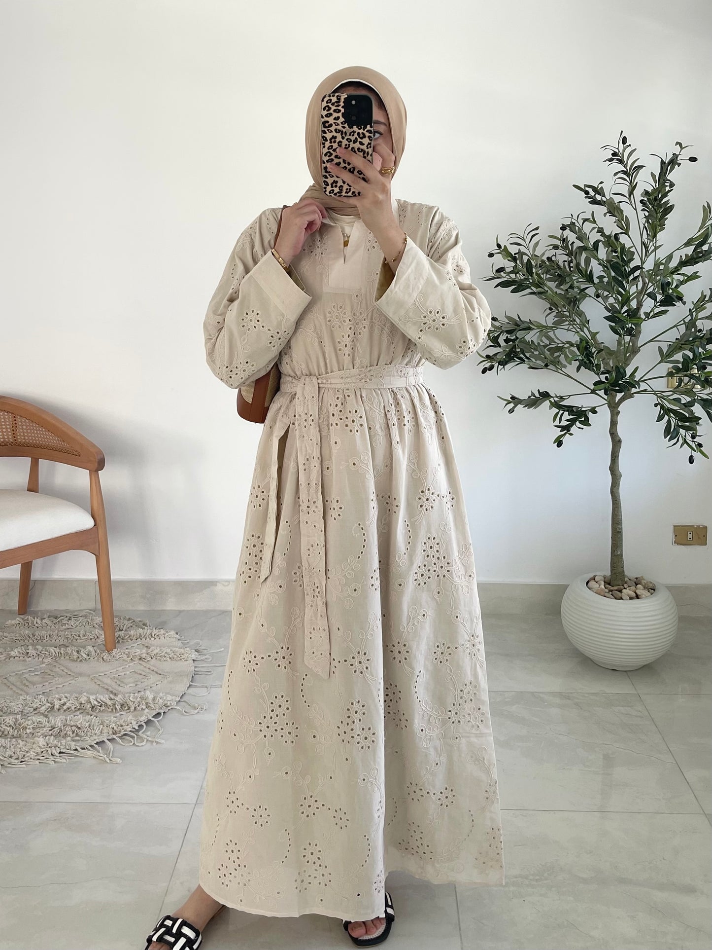 Summer Blossom Dress in Beige