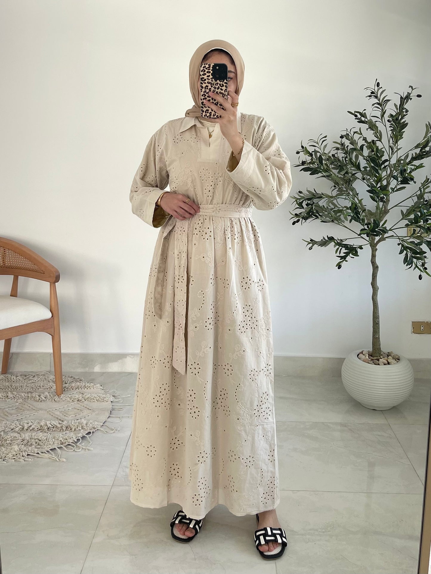 Summer Blossom Dress in Beige