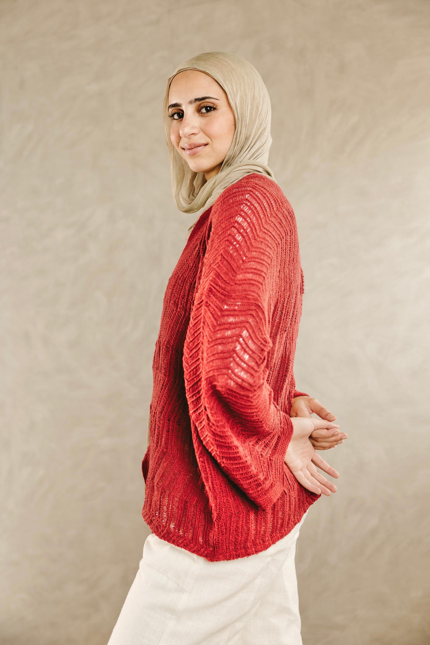 Havana cardigan in Pale Red