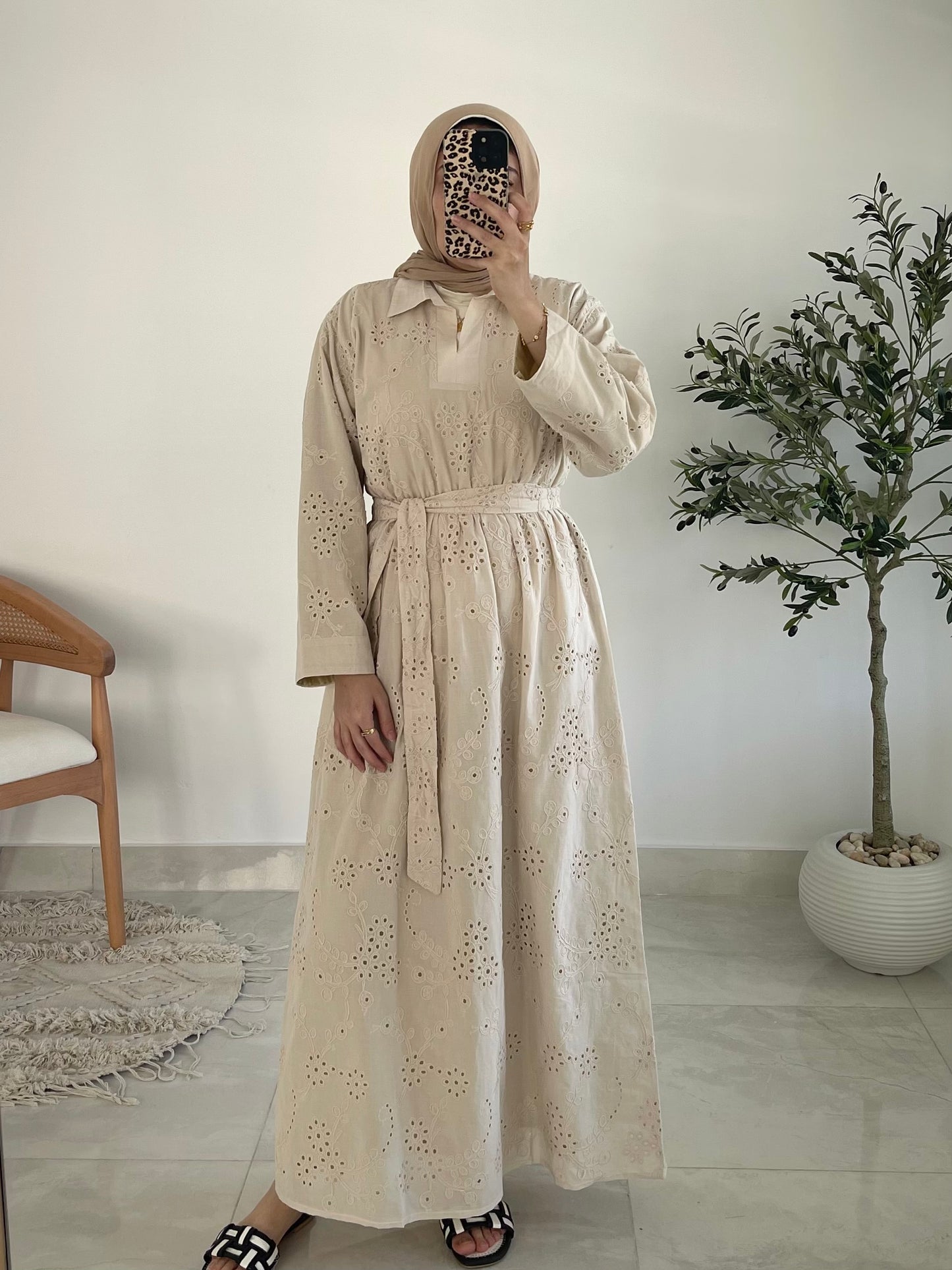 Summer Blossom Dress in Beige