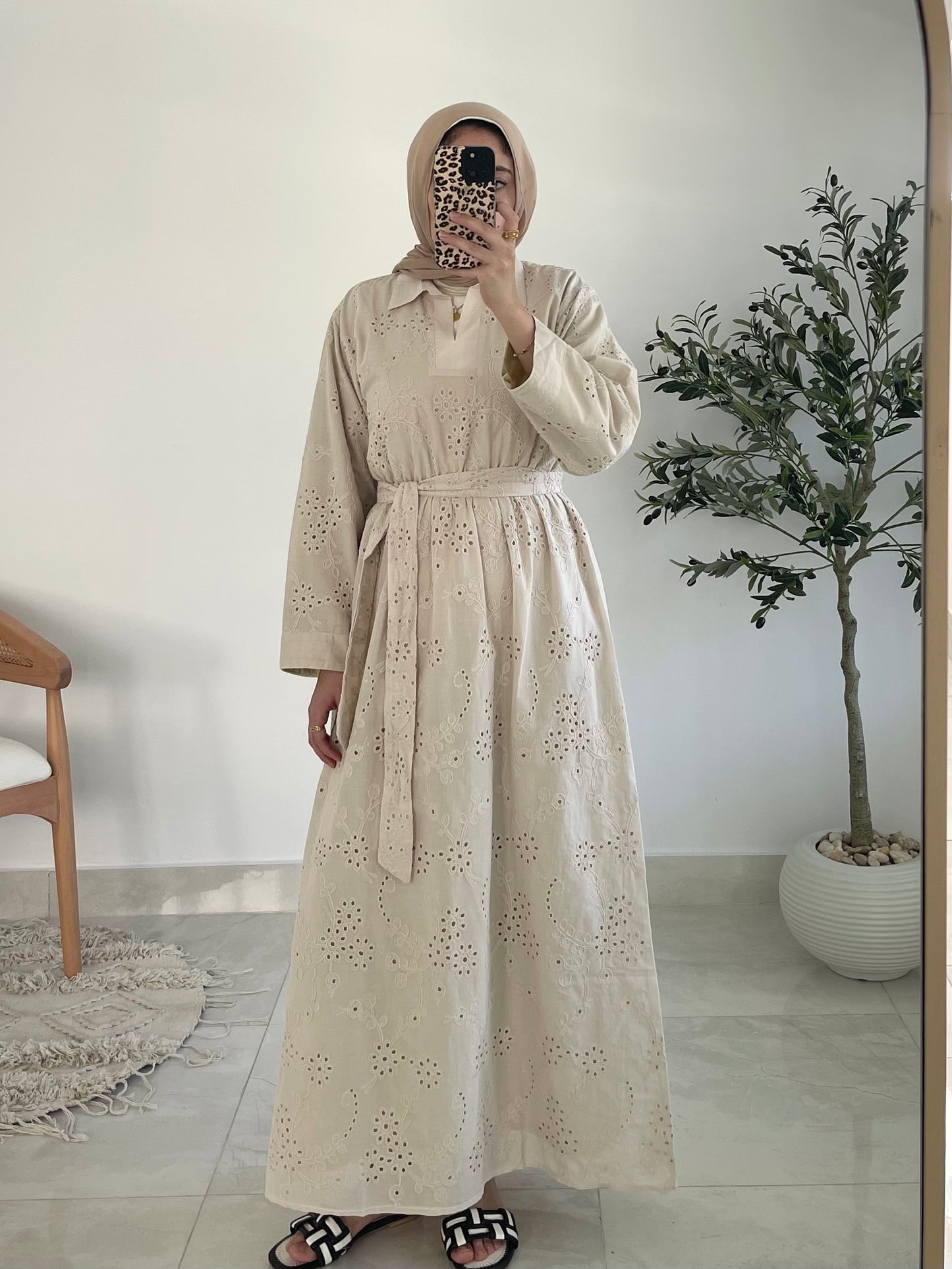 Summer Blossom Dress in Beige