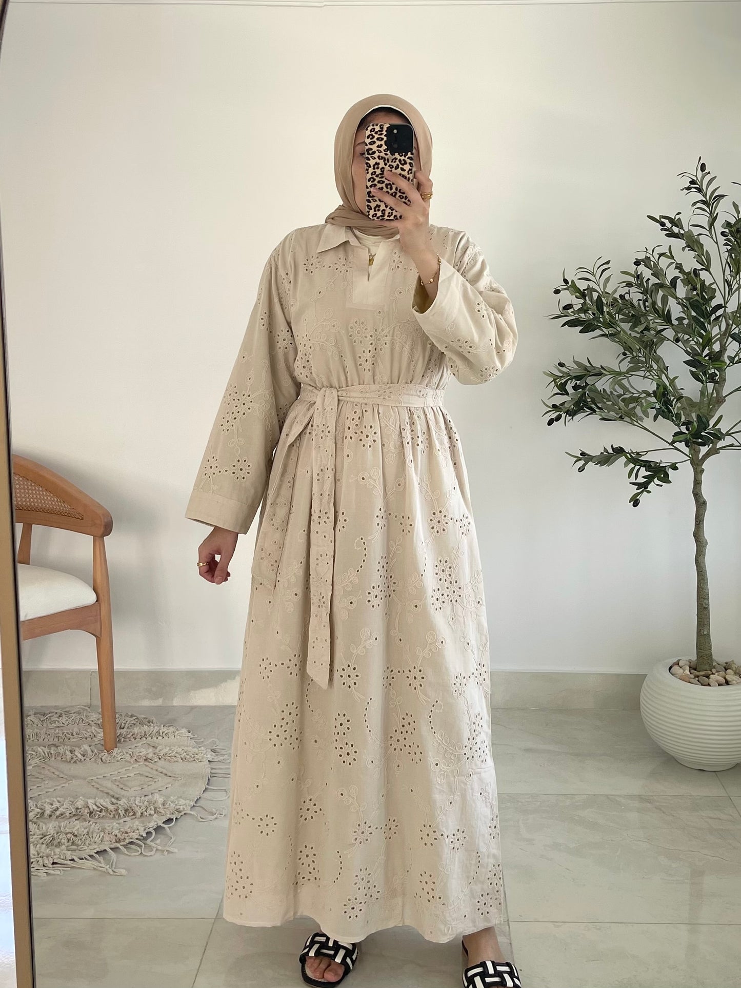 Summer Blossom Dress in Beige