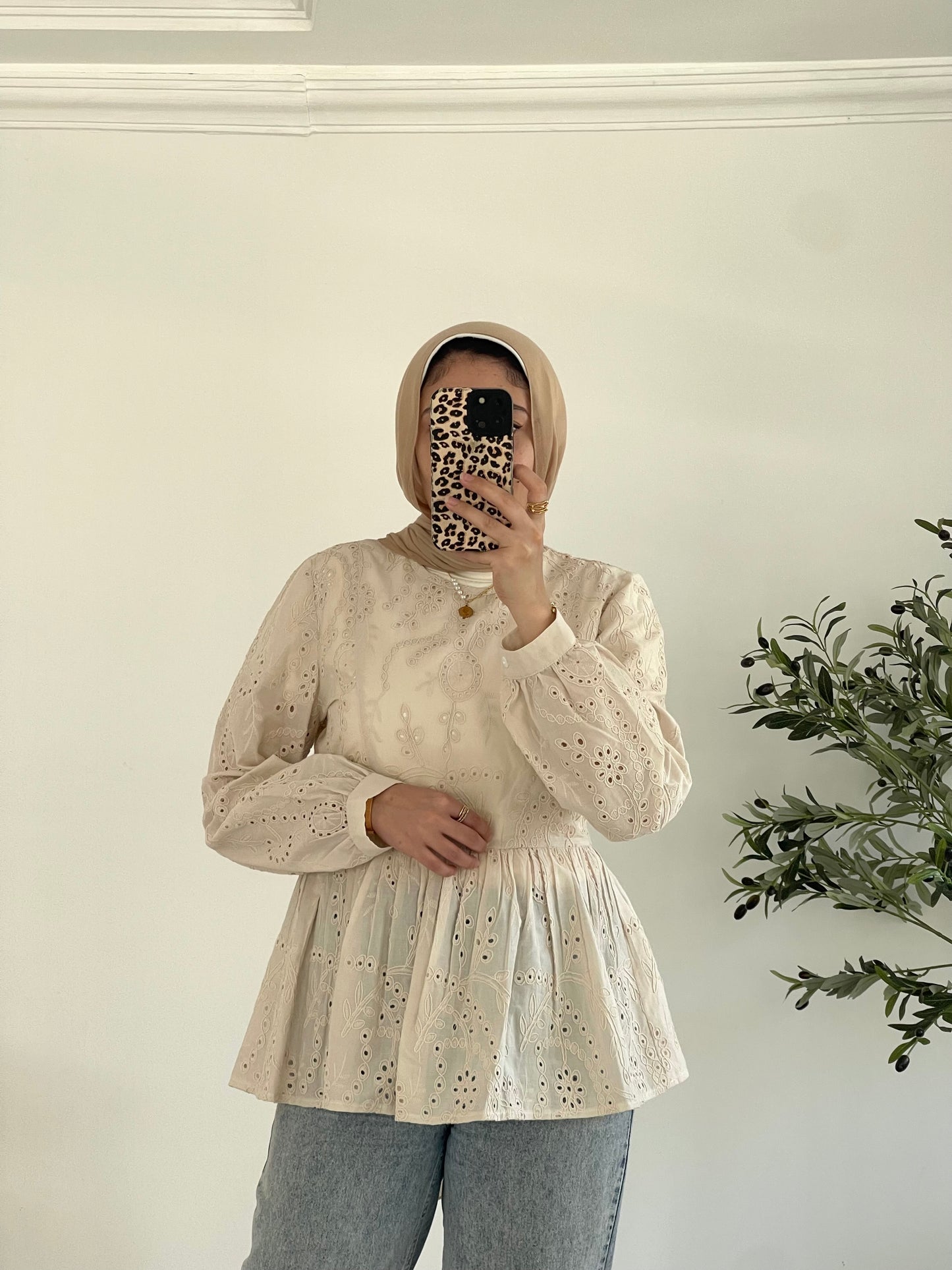 Summer Blossom Blouse in Beige