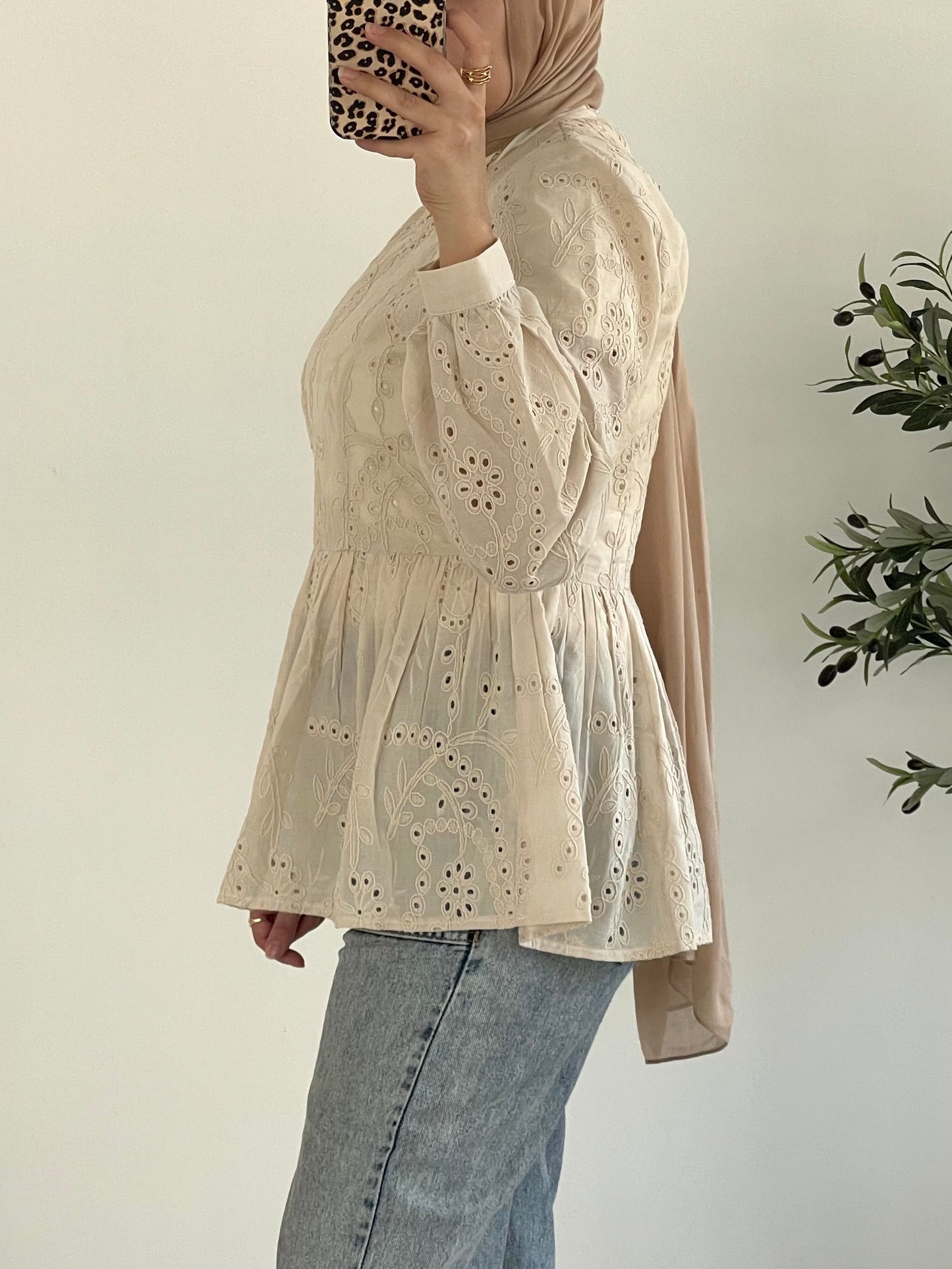 Summer Blossom Blouse in Beige