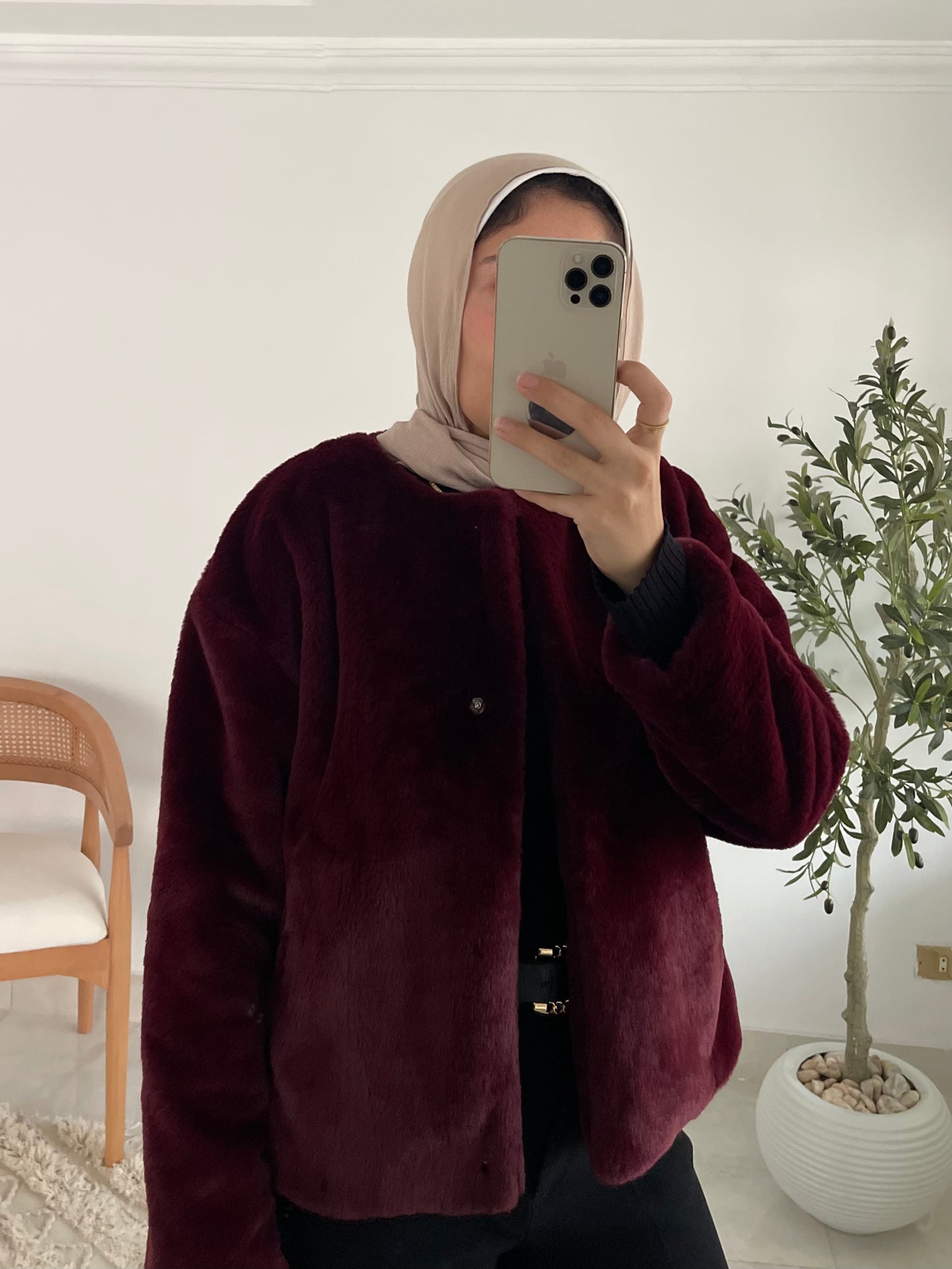 Maïa Fur Jacket in Burgundy