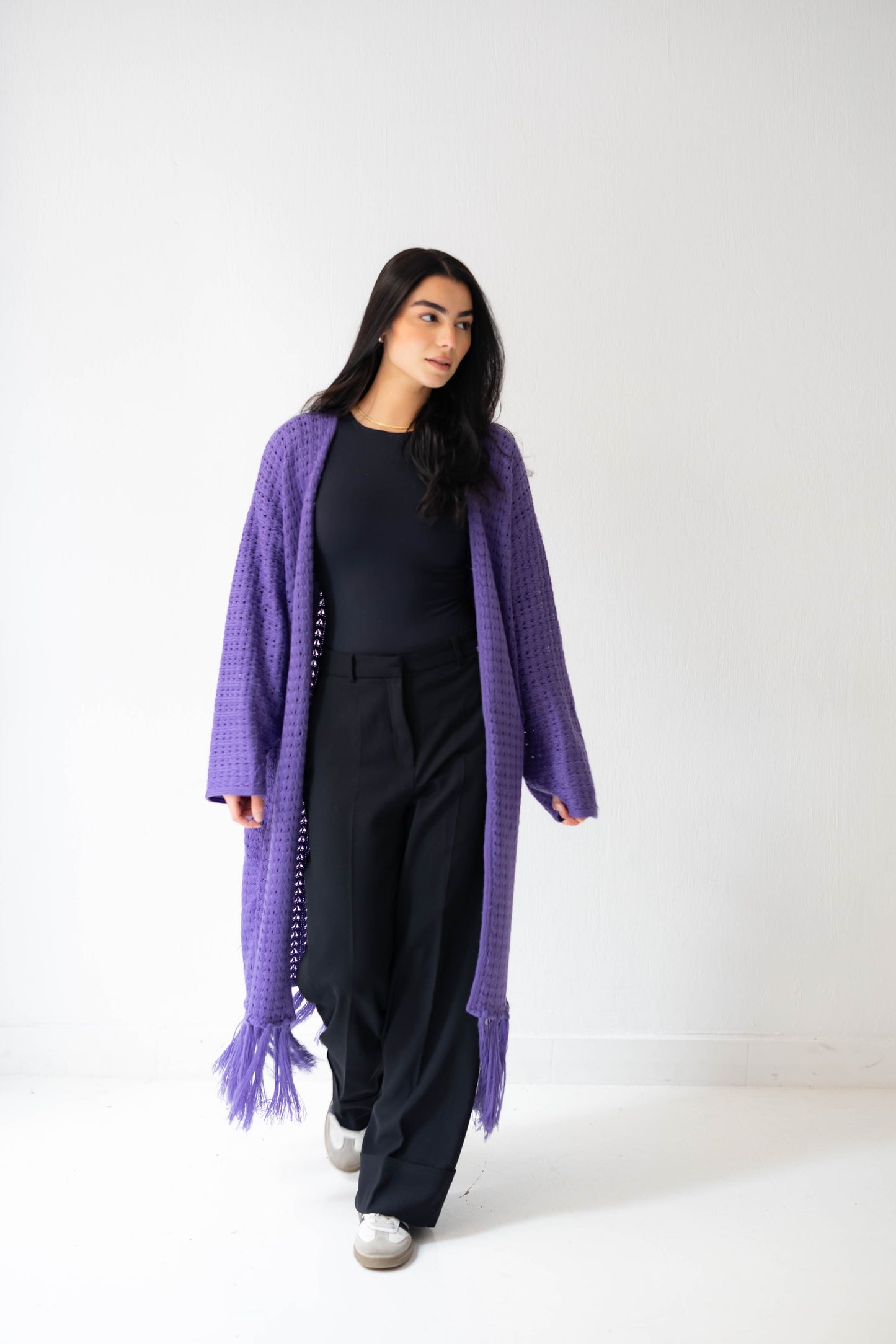 Boho Fringed Cardigan in Iris