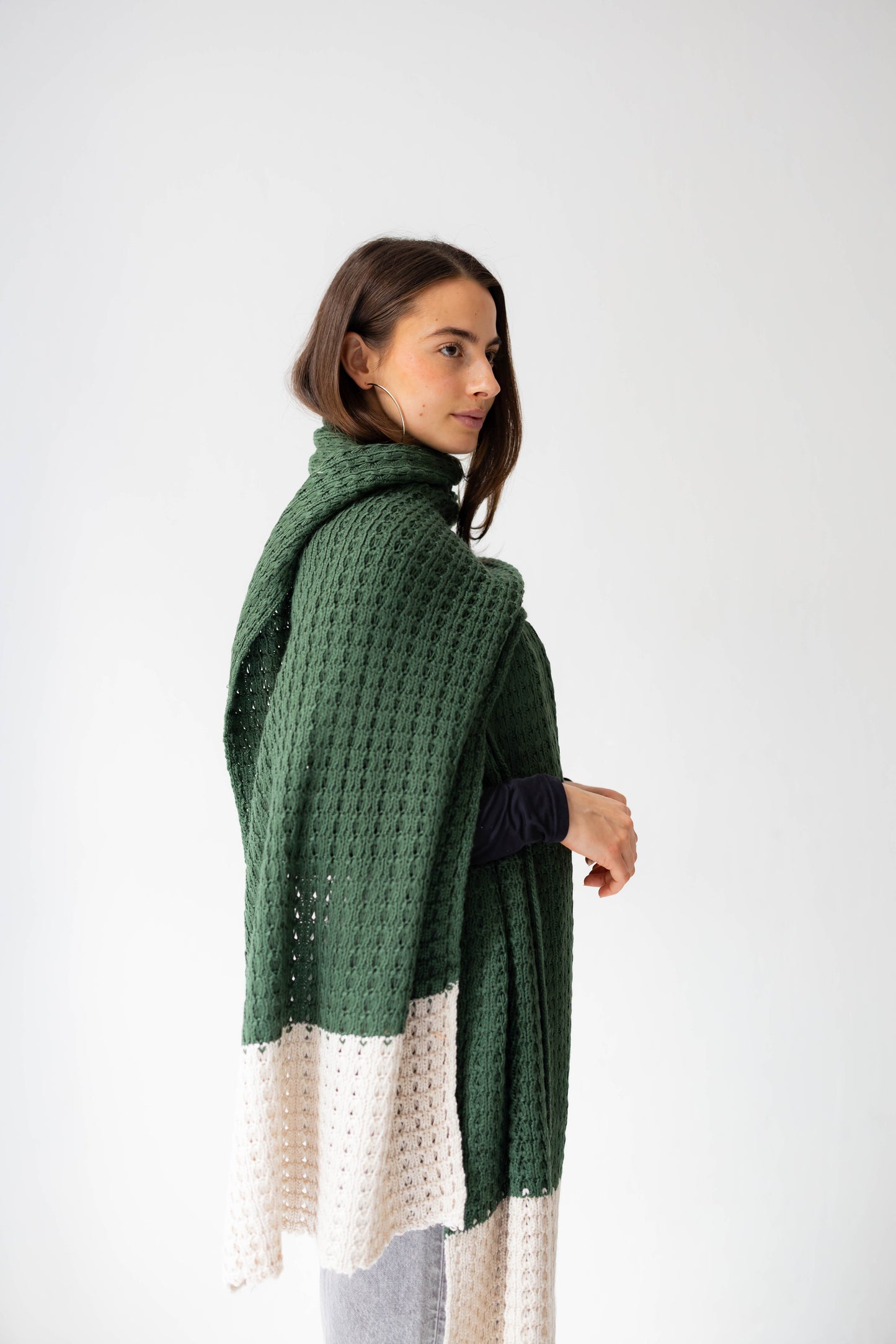 Border Glow Shawl in Hunter Green