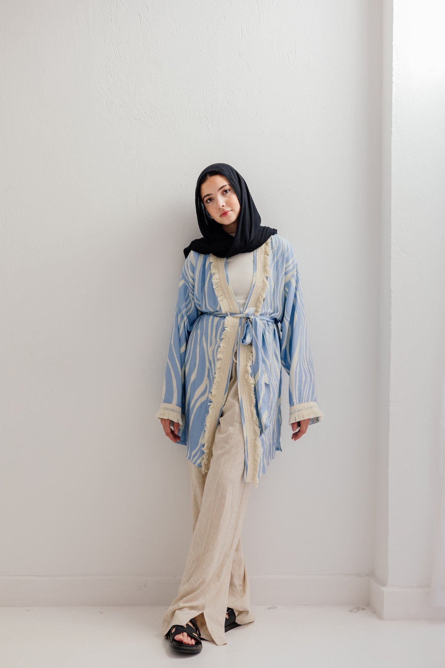 Oia Haze kimono in Sky blue
