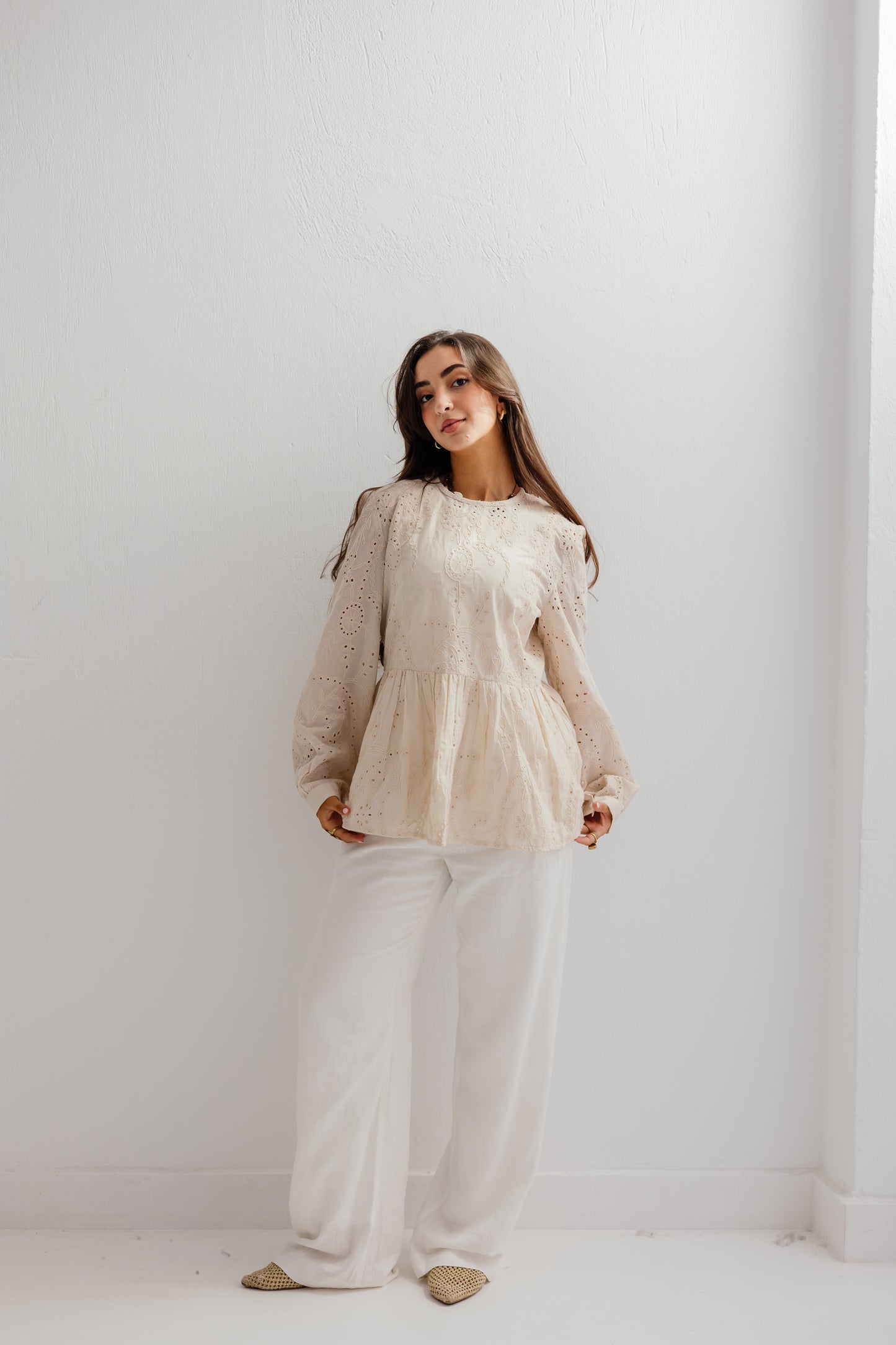 Summer Blossom Blouse in Beige