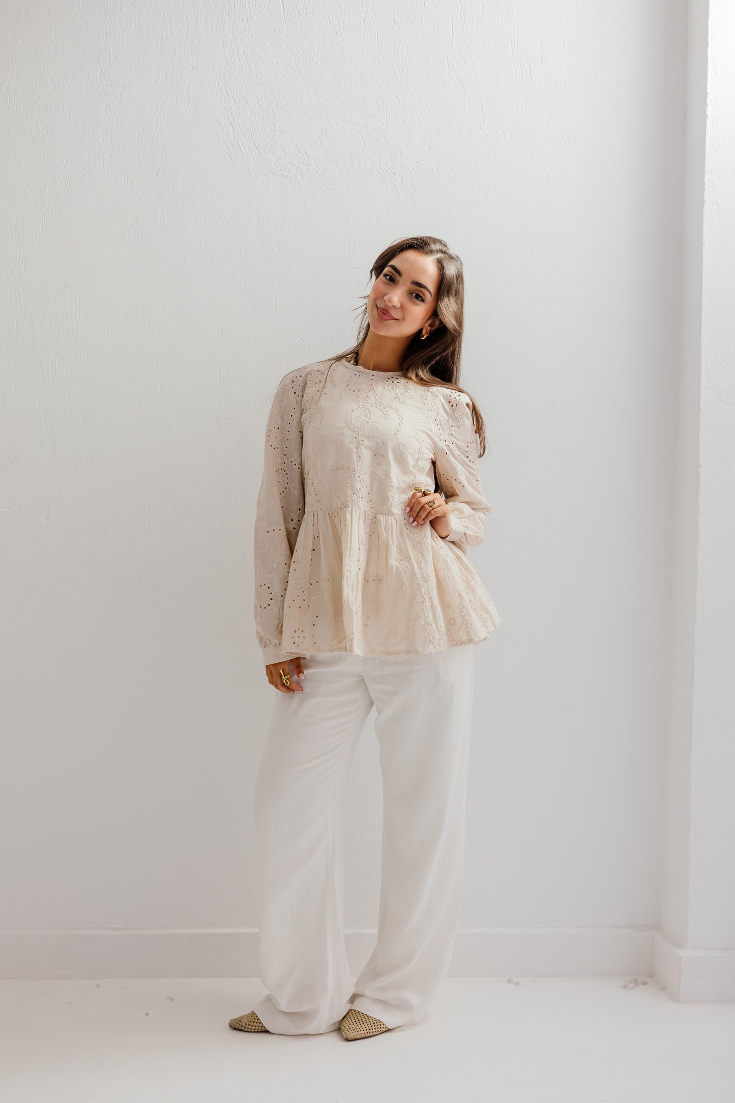 Summer Blossom Blouse in Beige