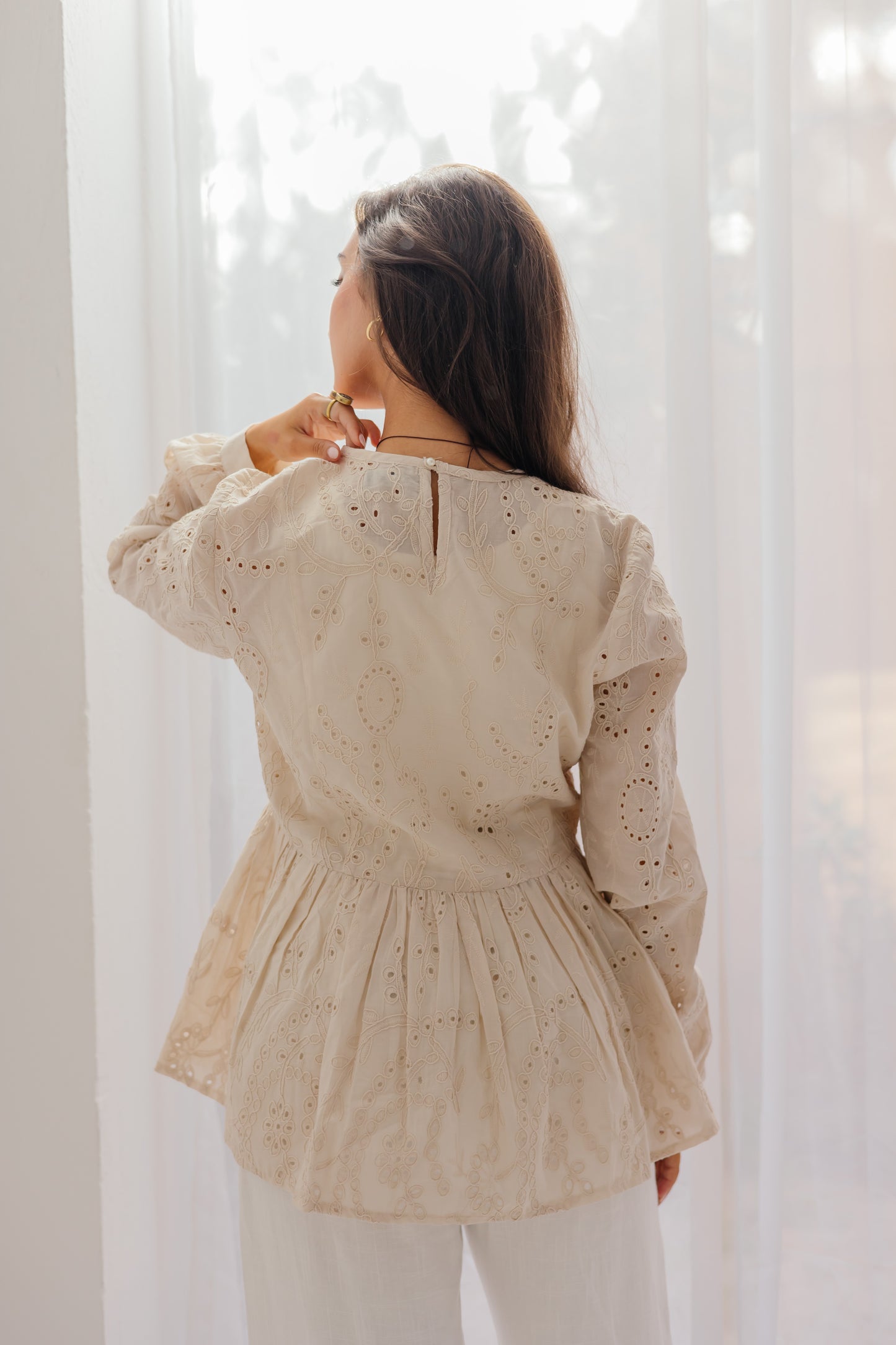 Summer Blossom Blouse in Beige