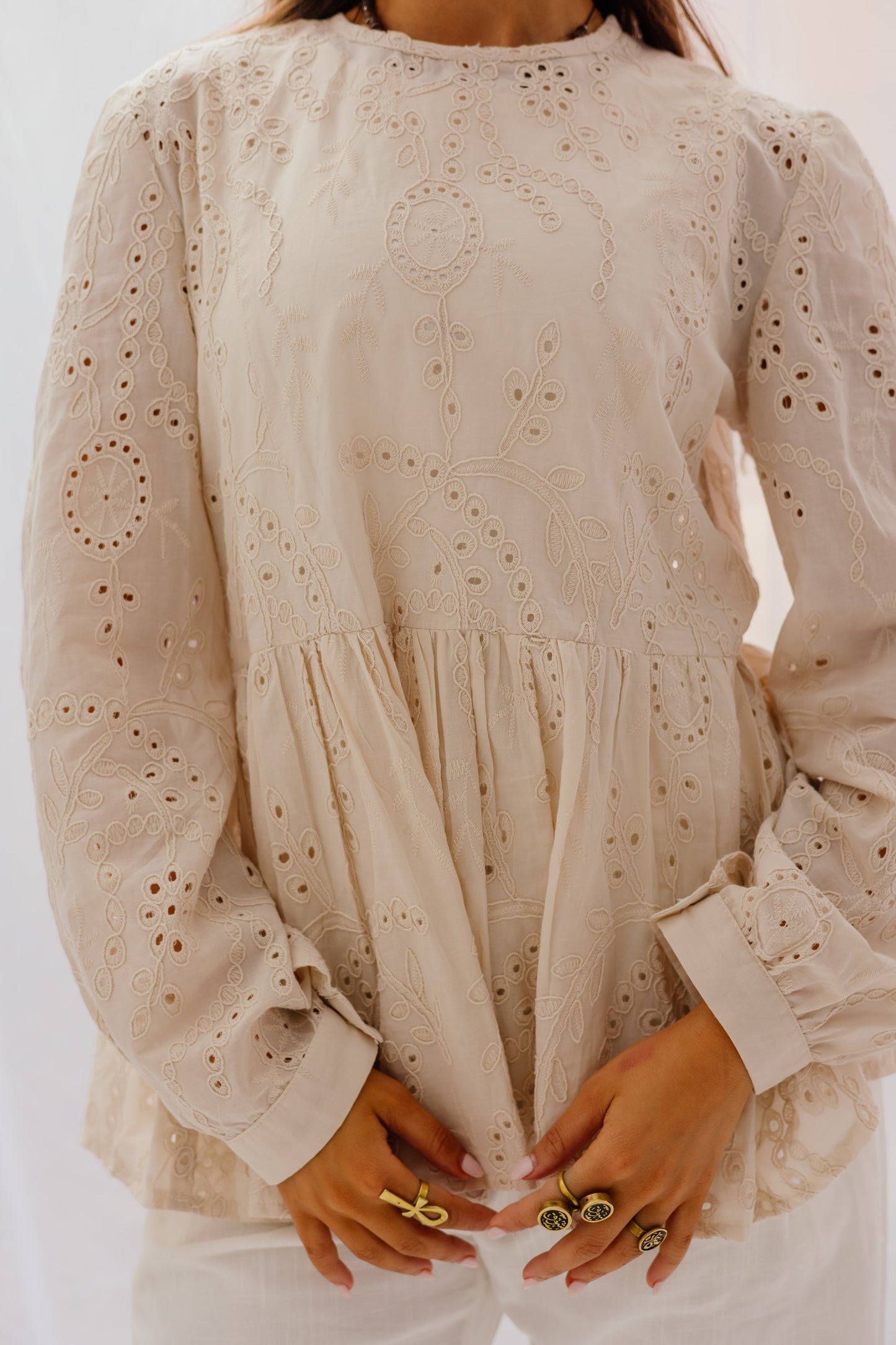 Summer Blossom Blouse in Beige