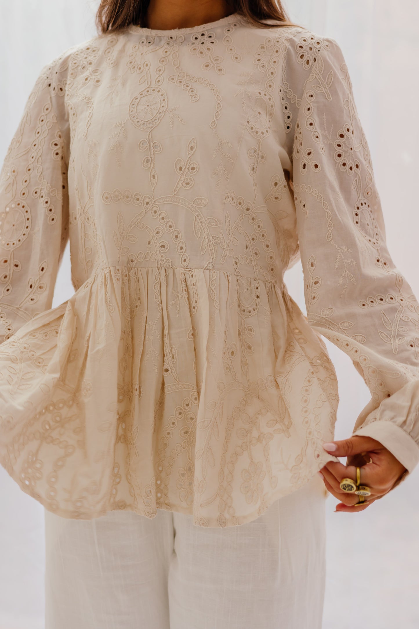 Summer Blossom Blouse in Beige