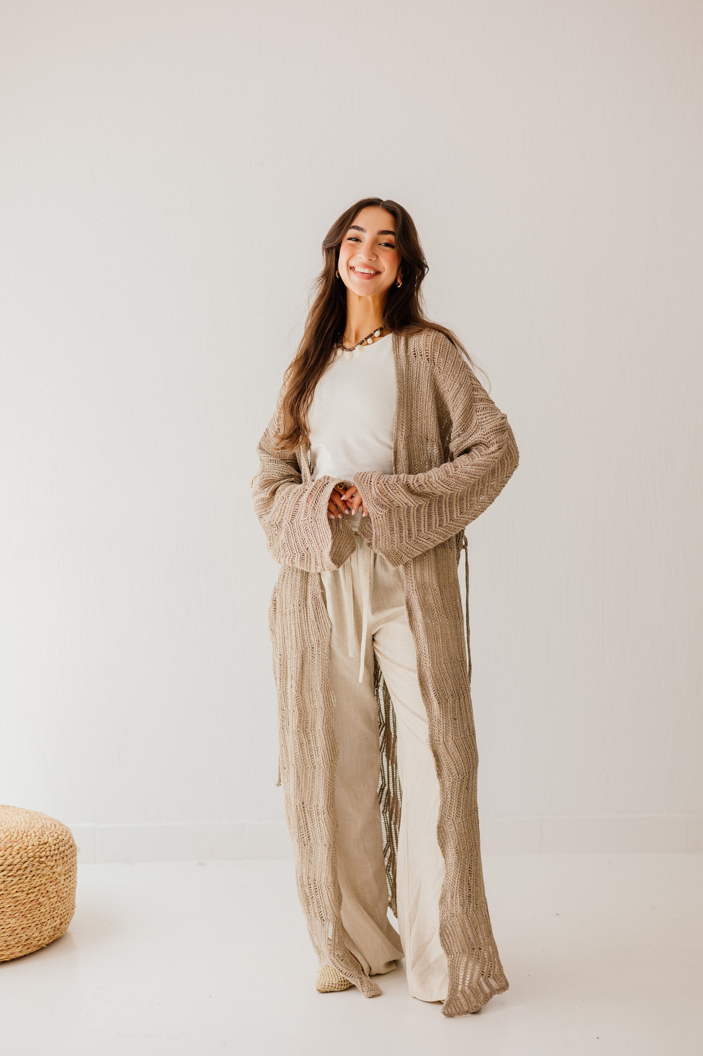 KnotWave Cardigan in Shimmer Tan