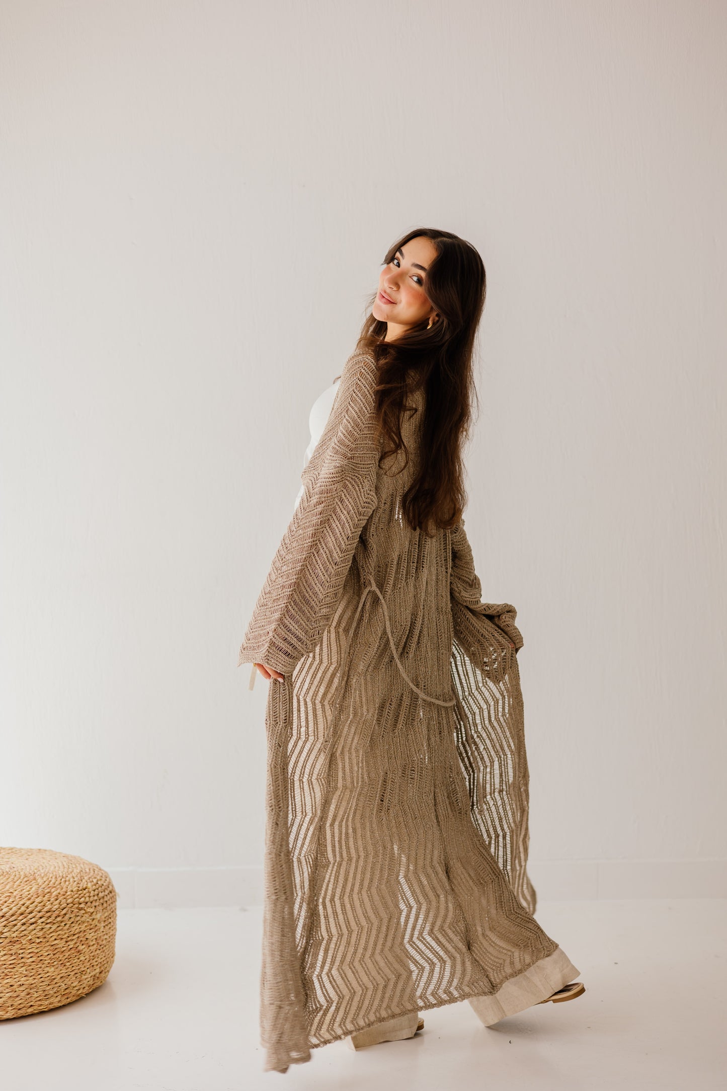 KnotWave Cardigan in Shimmer Tan