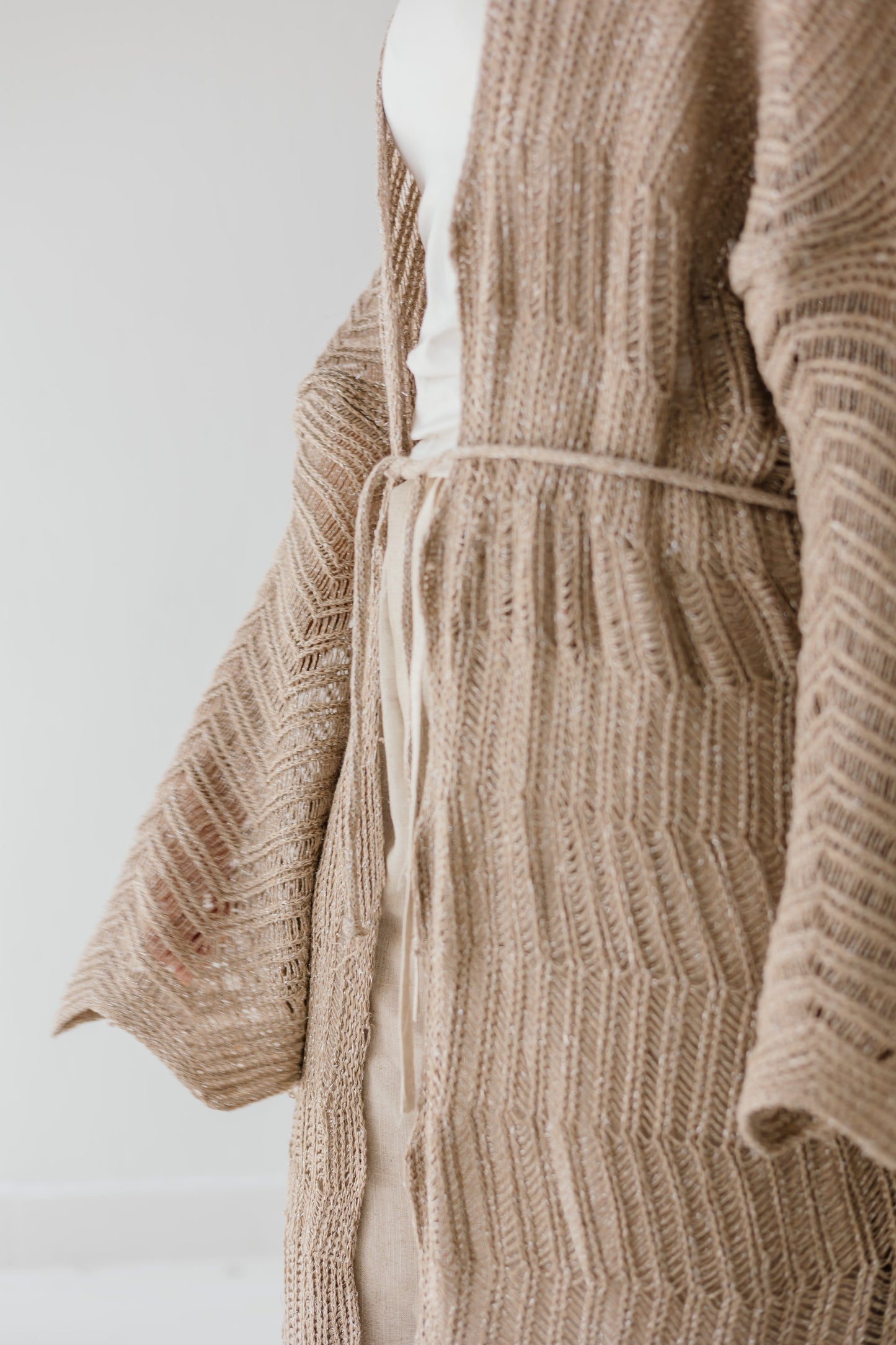 KnotWave Cardigan in Shimmer Tan