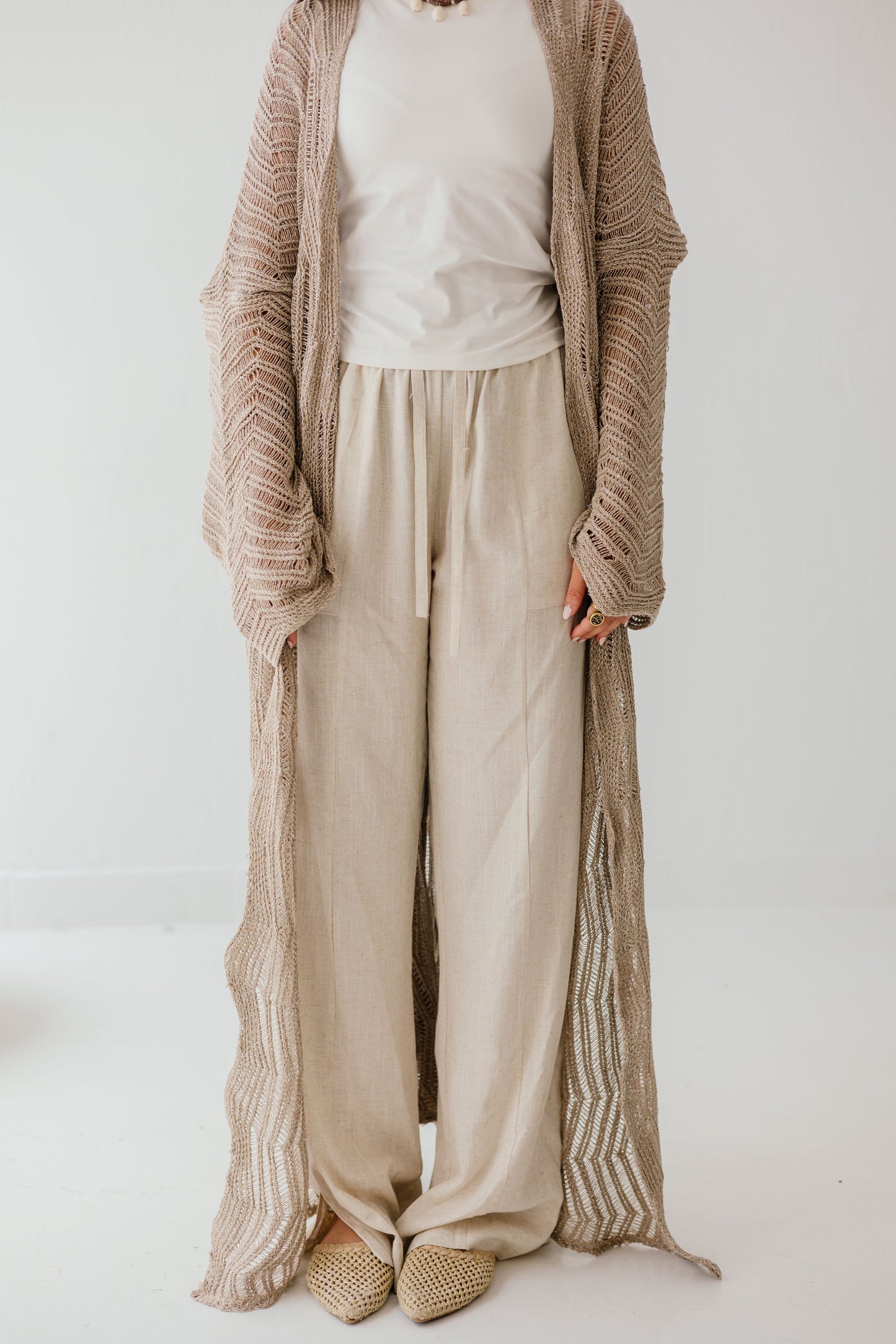 KnotWave Cardigan in Shimmer Tan