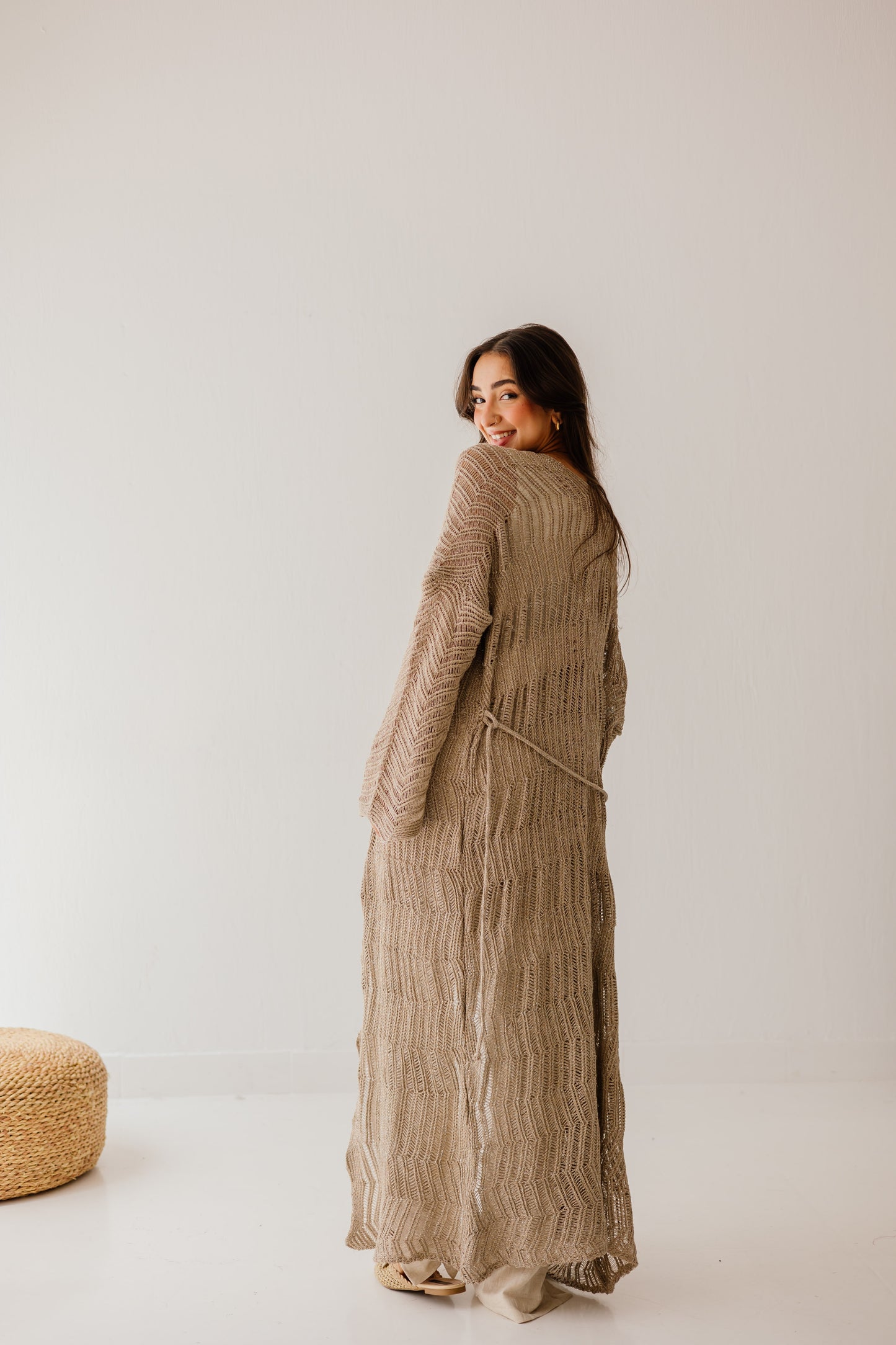 KnotWave Cardigan in Shimmer Tan