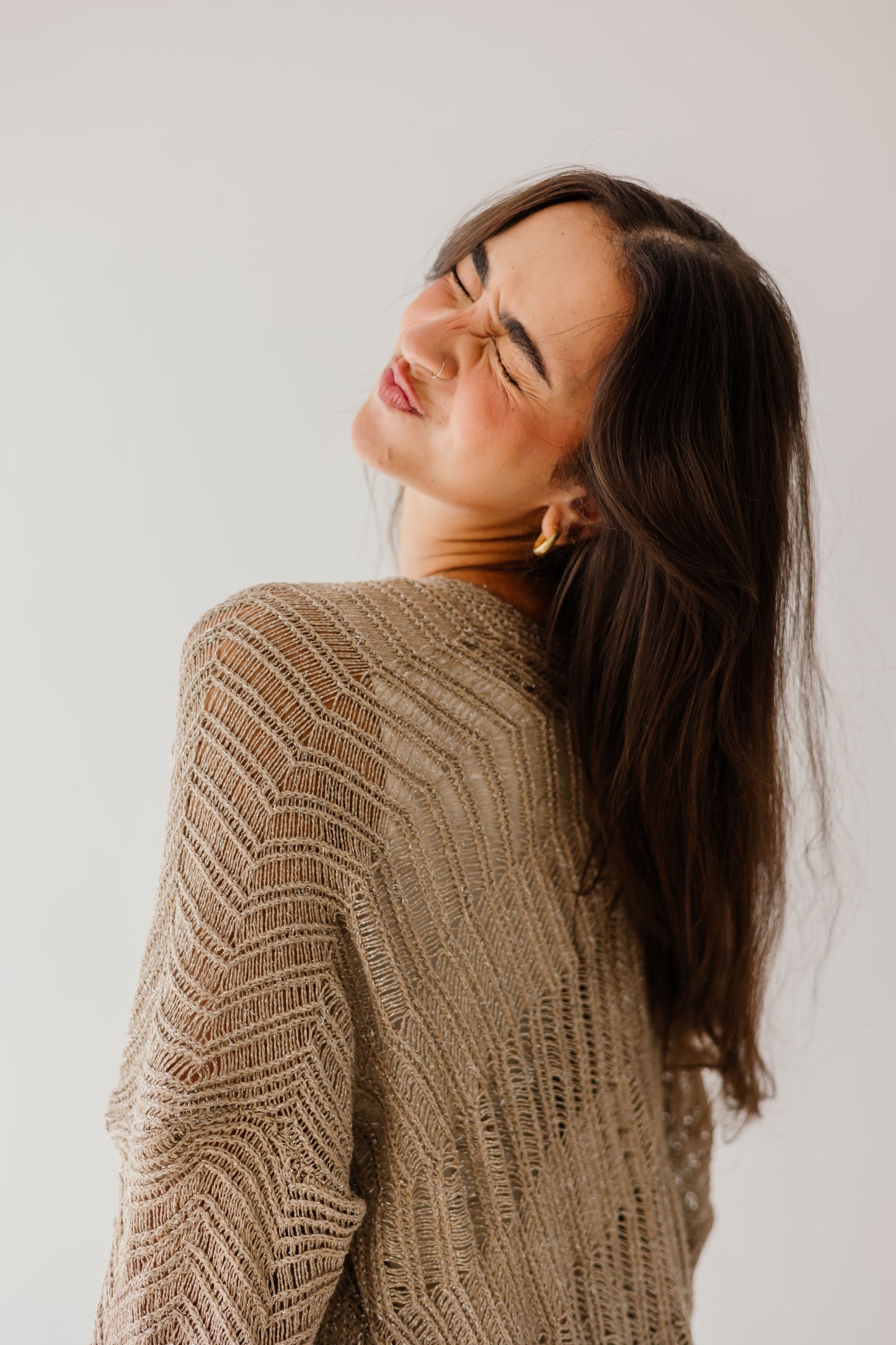 KnotWave Cardigan in Shimmer Tan