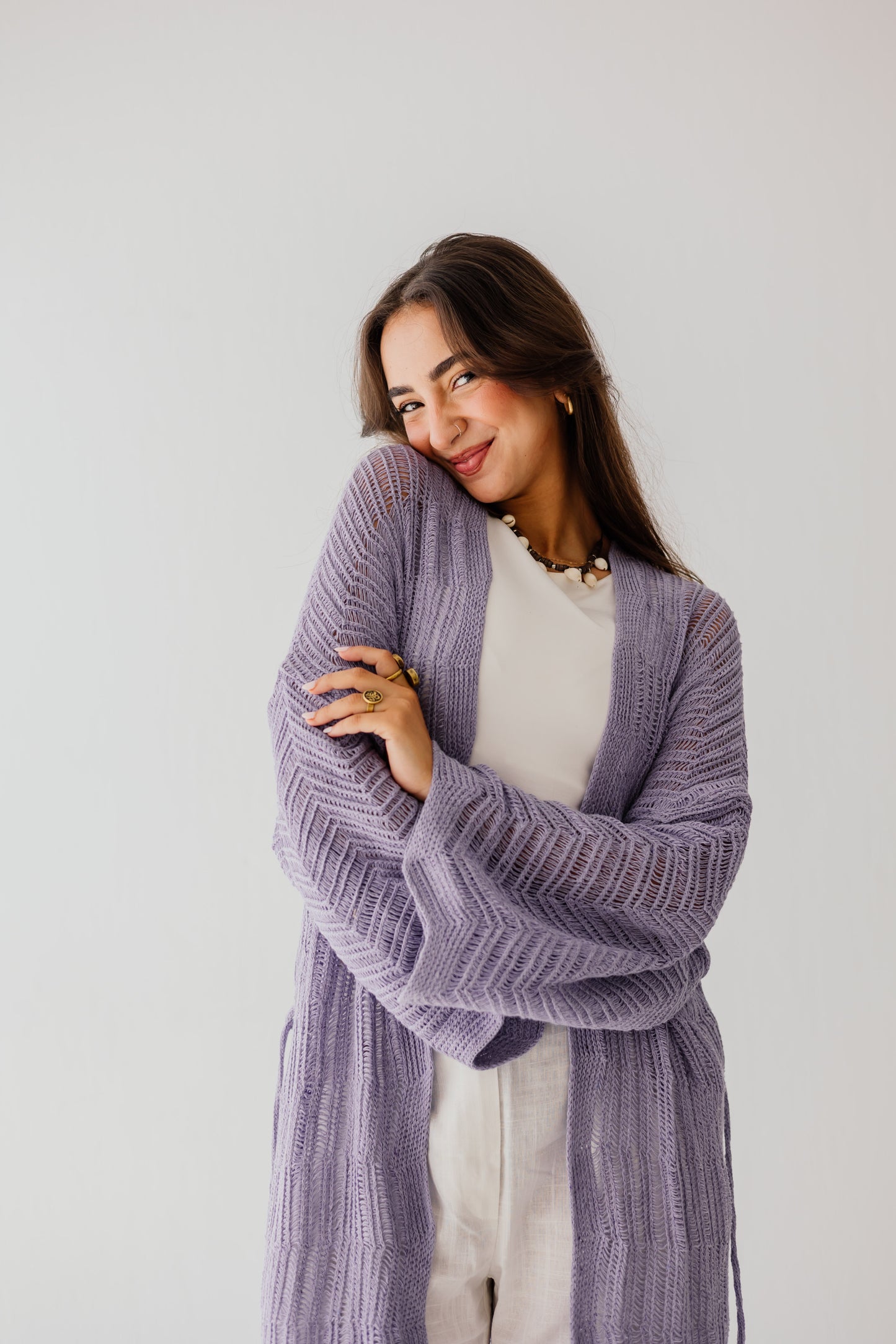 KnotWave Cardigan in Lavender