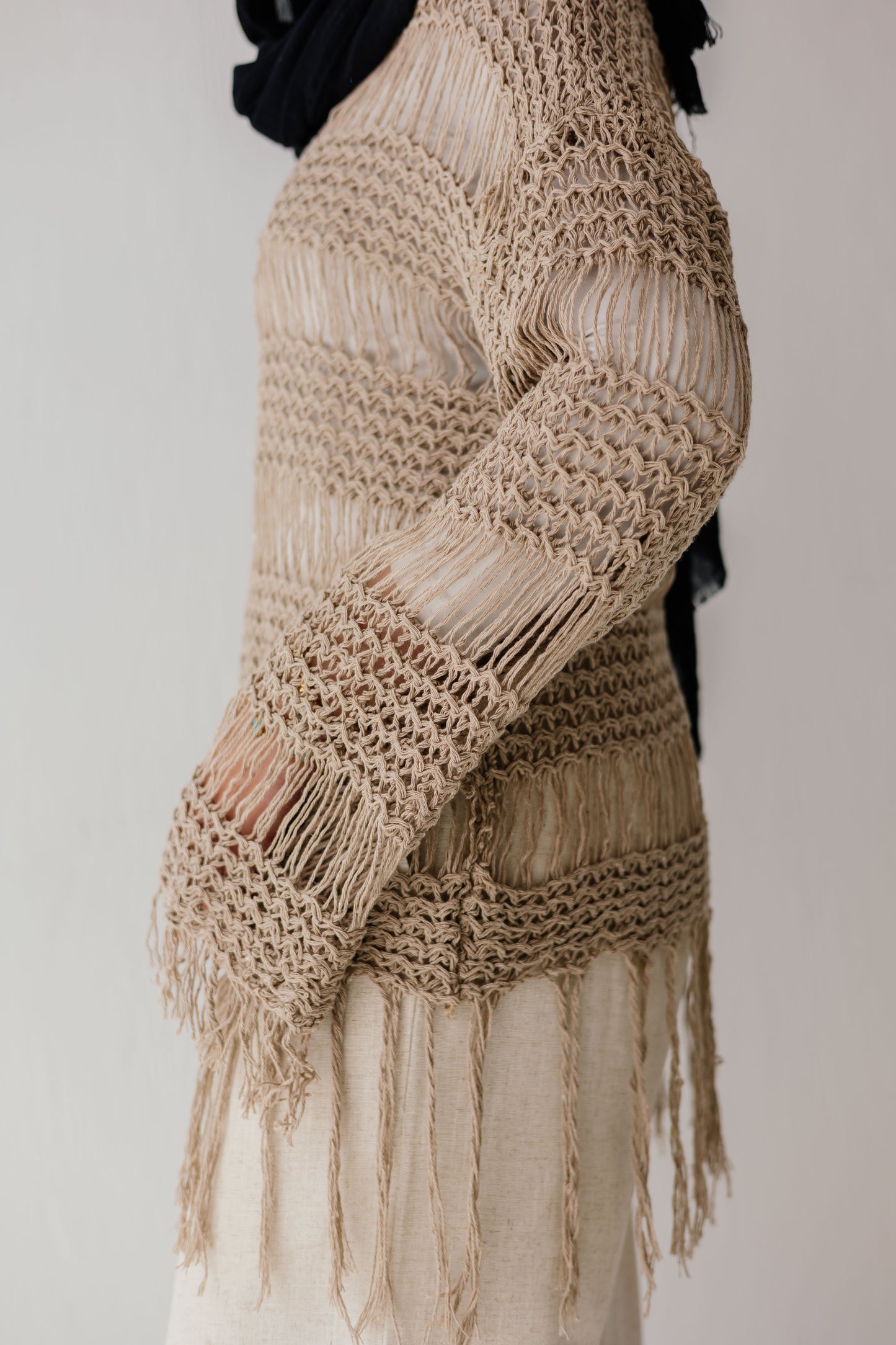 Sahara Fringed Top in Tan