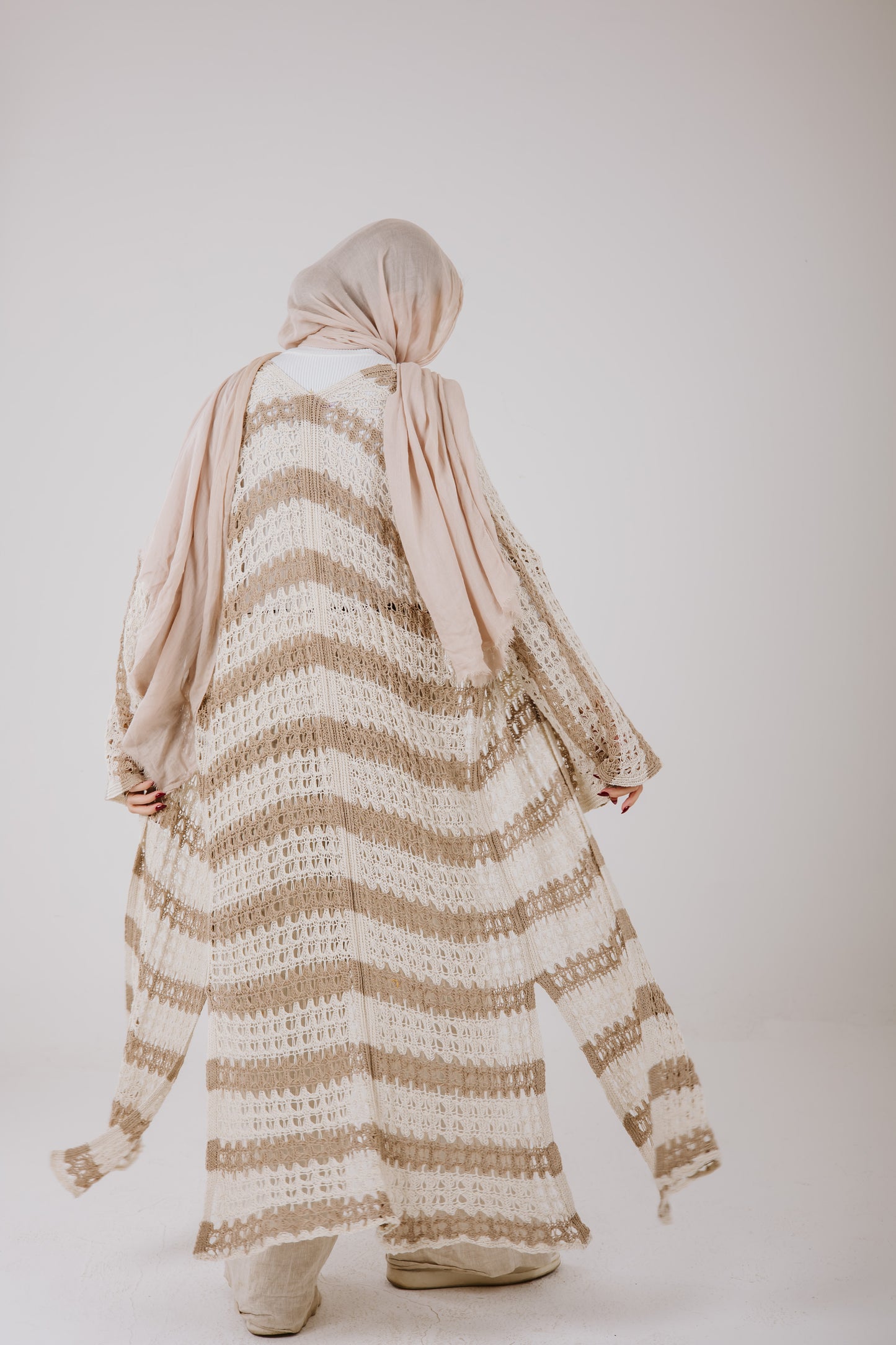 Horizon Striped Cardigan in Beige