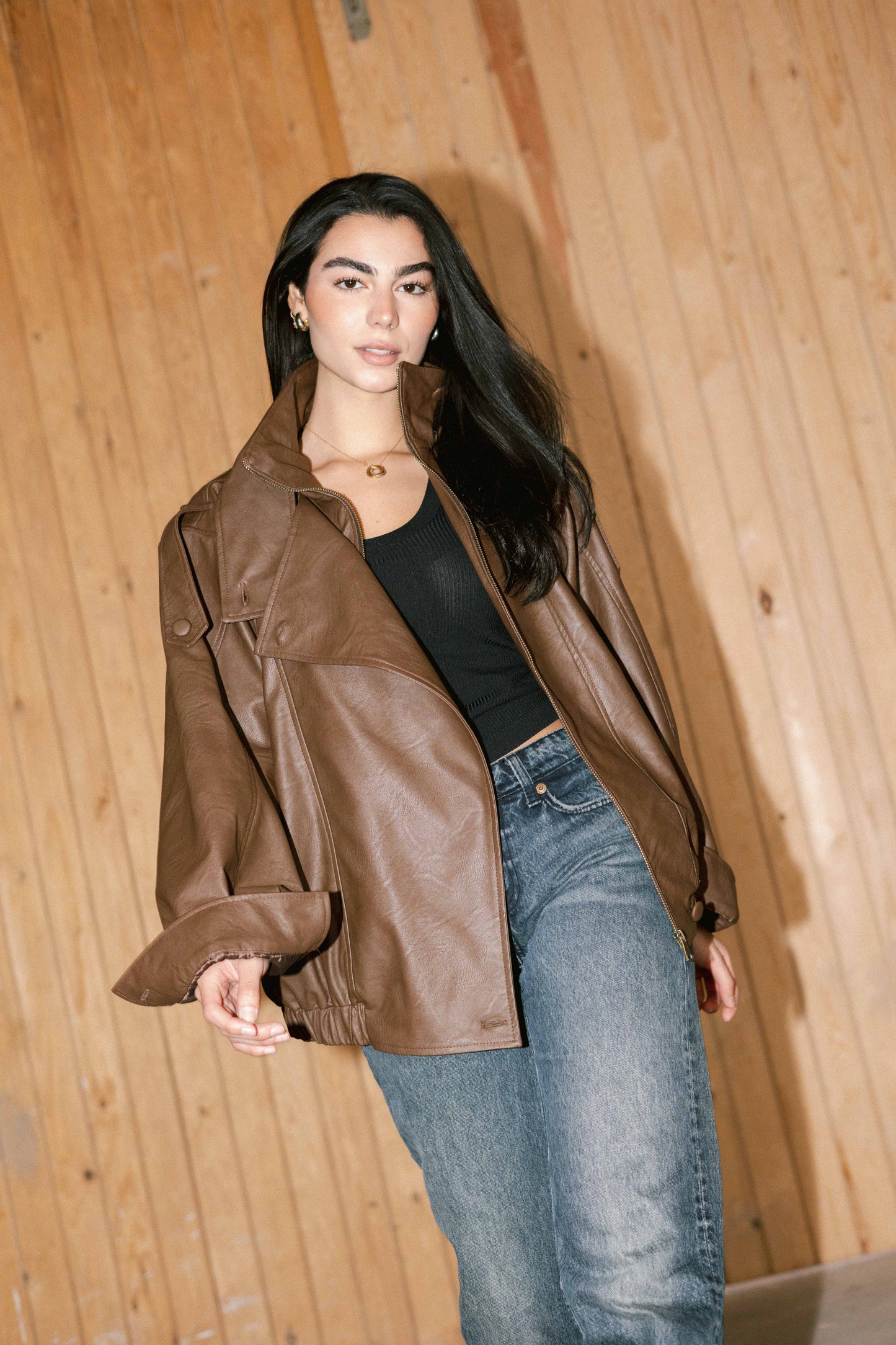 Stellar Leather Jacket in Brown