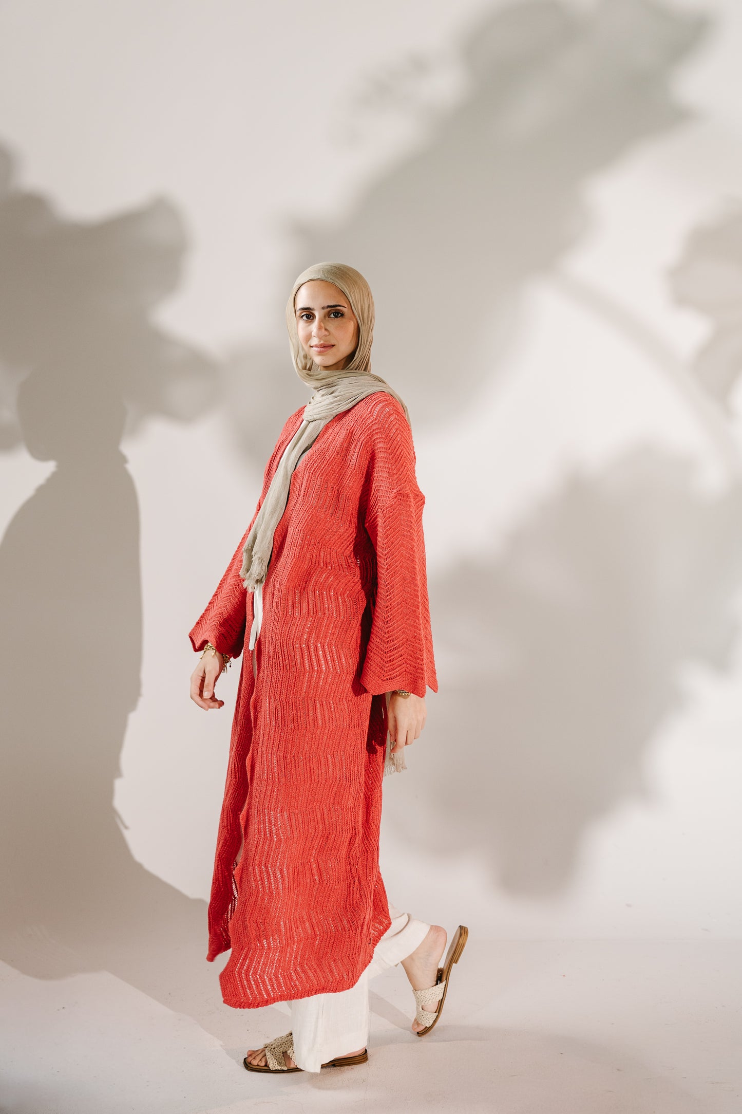 KnotWave Cardigan in Pale Red