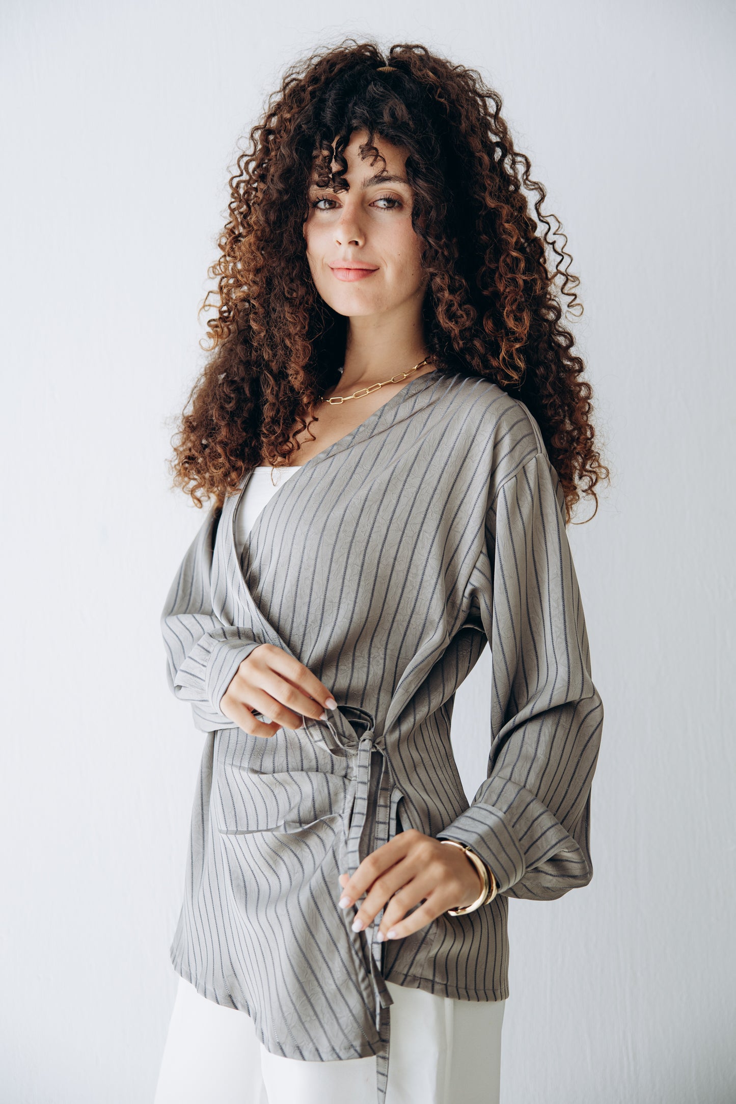 Glow Pleat Blouse in Stone
