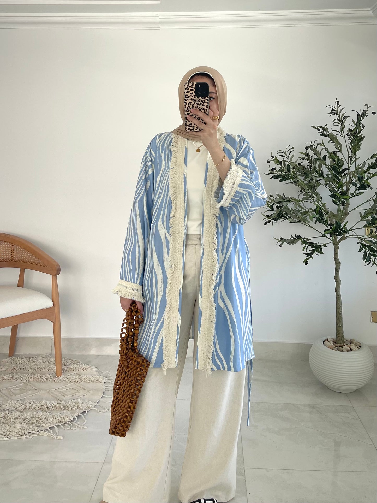 Oia Haze kimono in Sky blue