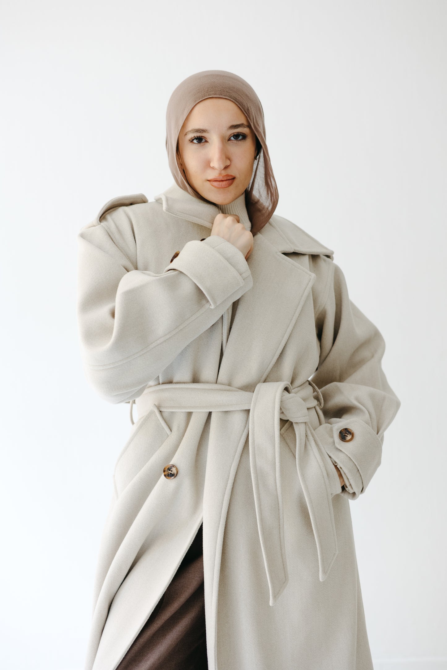 The Maison Coat in Almond beige