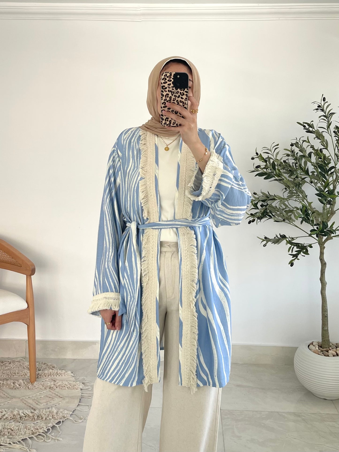 Oia Haze kimono in Sky blue