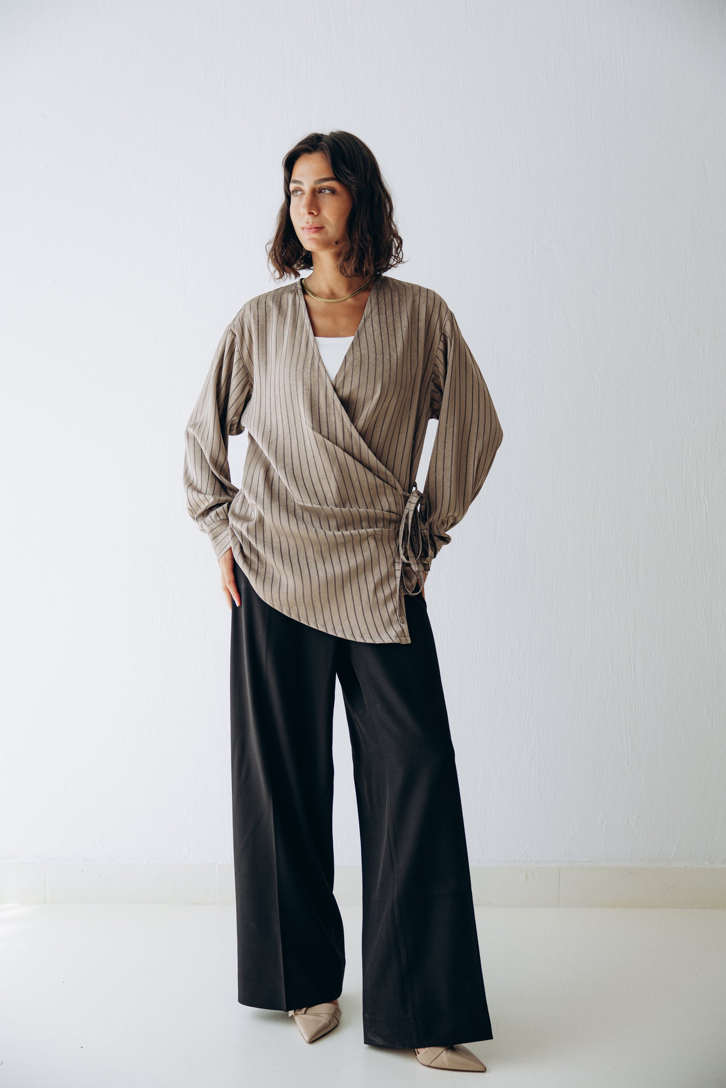 Glow Pleat Blouse in Olive