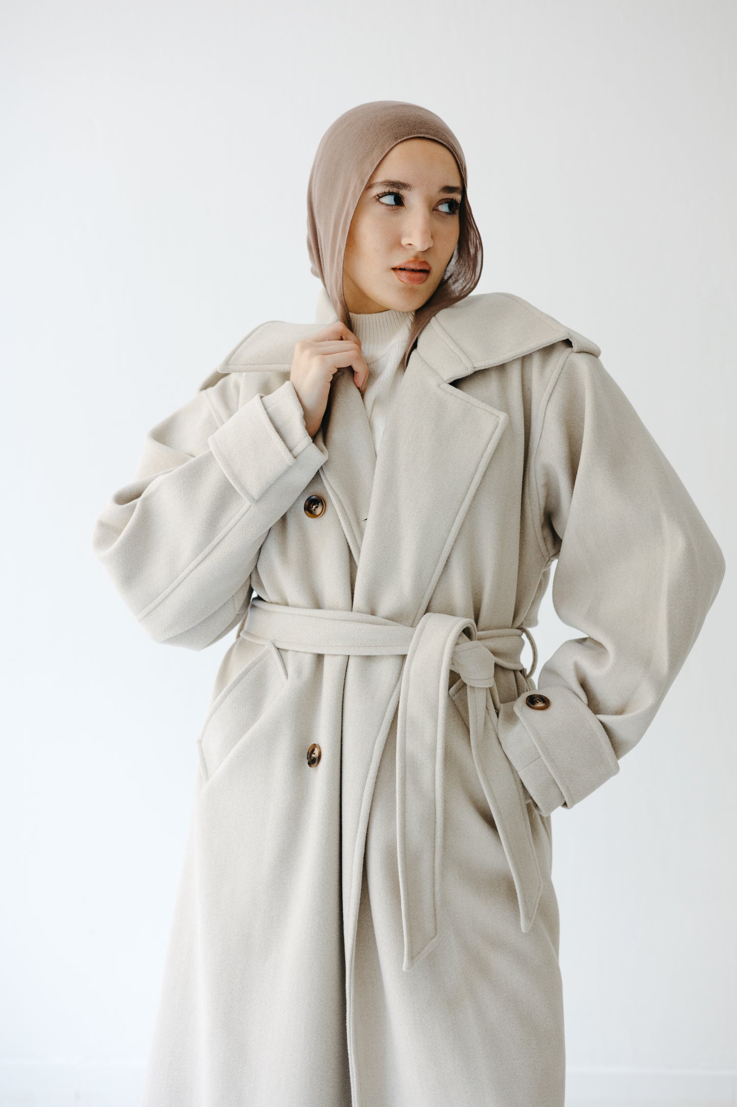 The Maison Coat in Almond beige