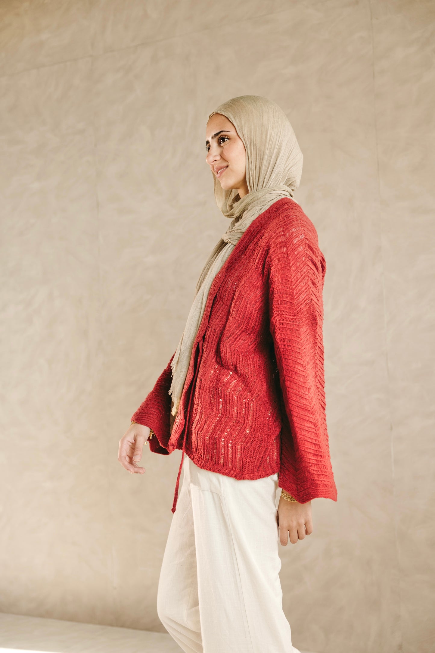 Havana cardigan in Pale Red