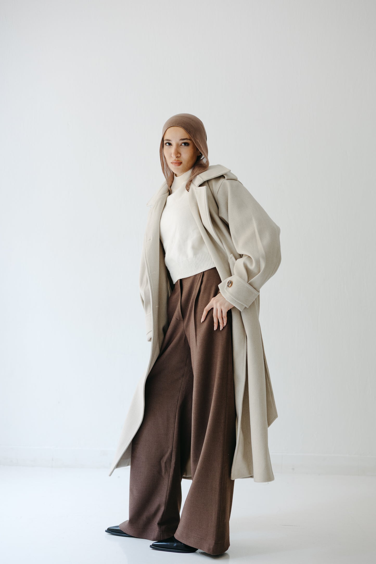 The Maison Coat in Almond beige