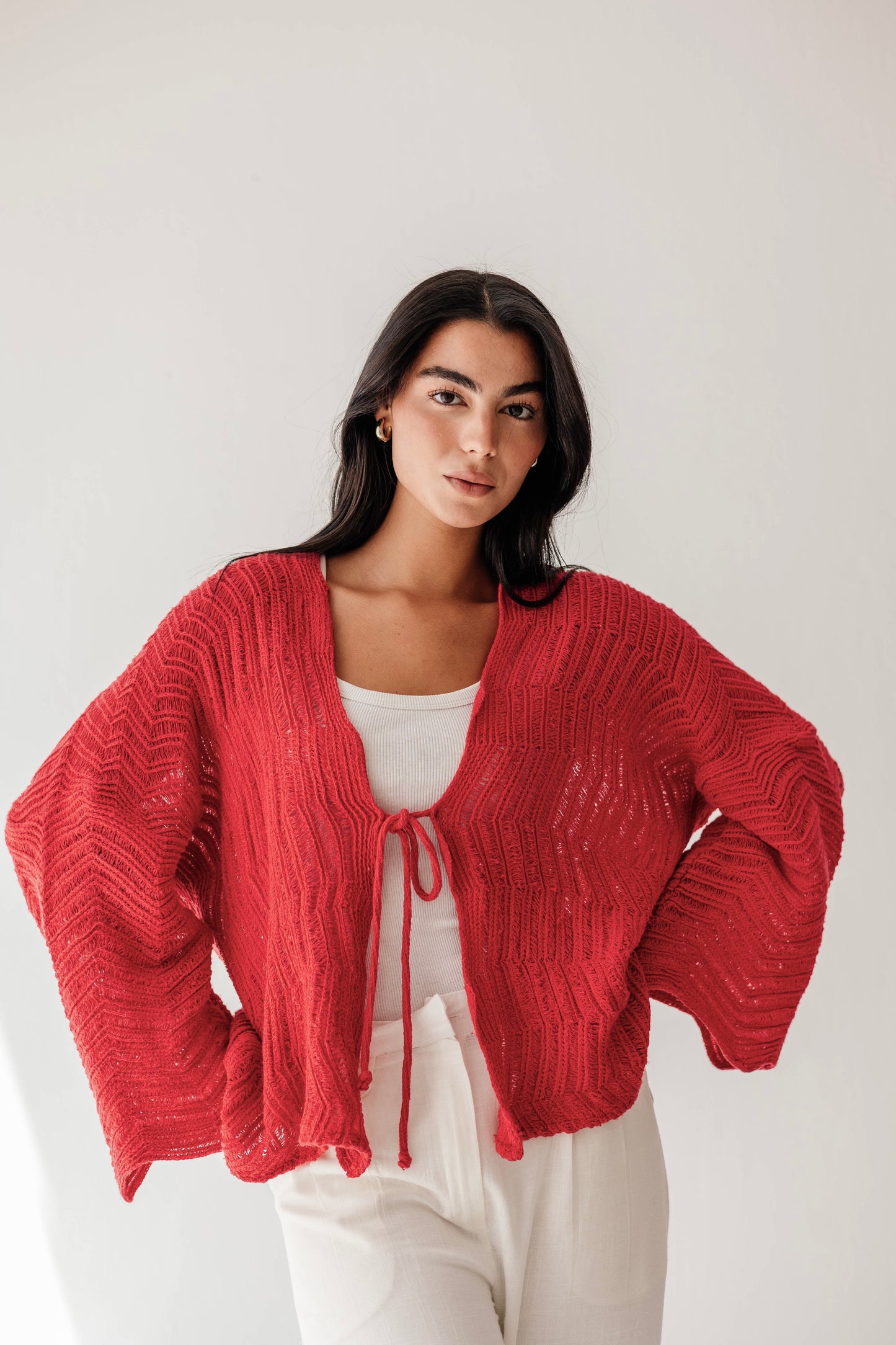 Havana cardigan in Pale Red