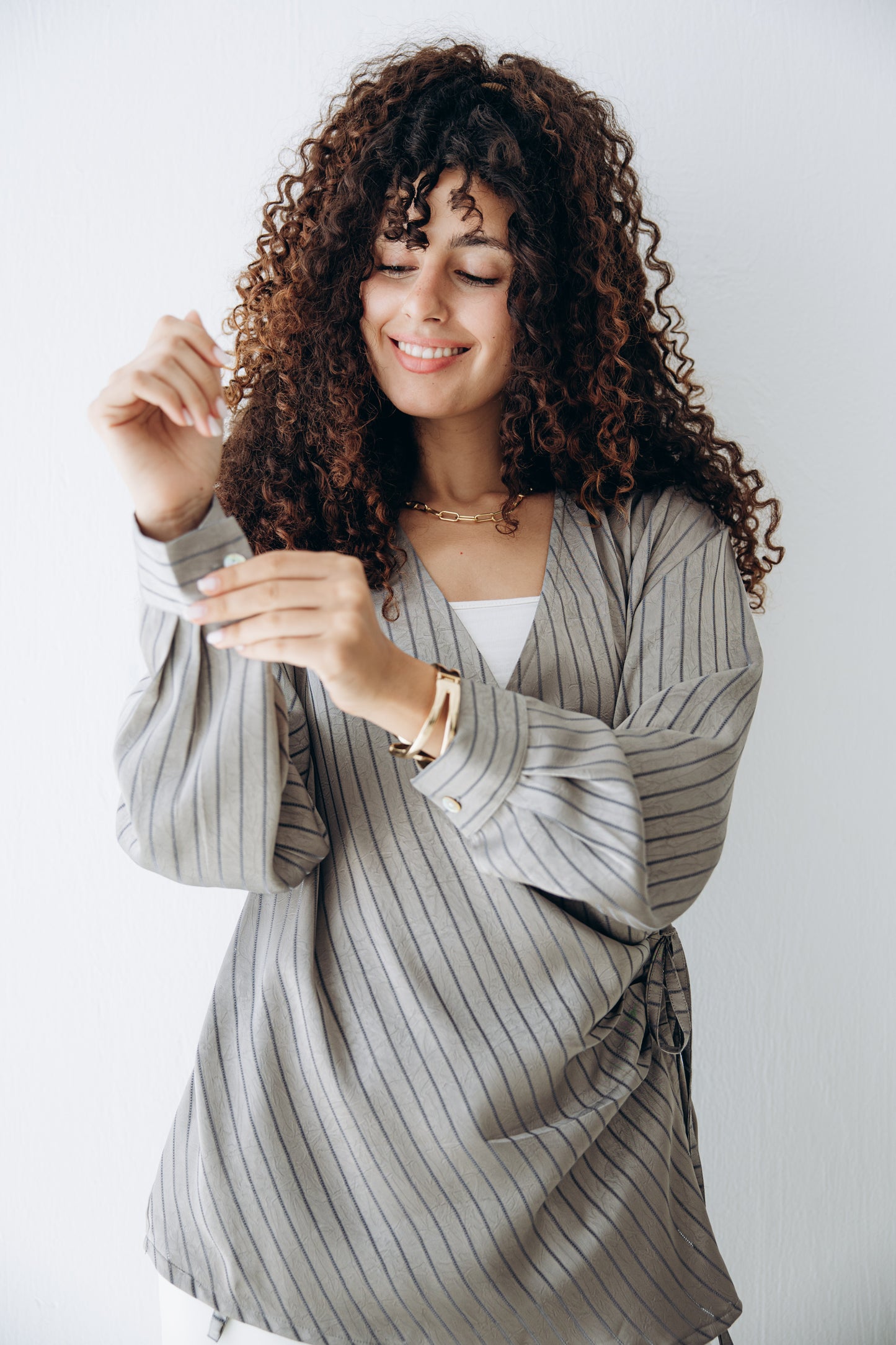 Glow Pleat Blouse in Stone