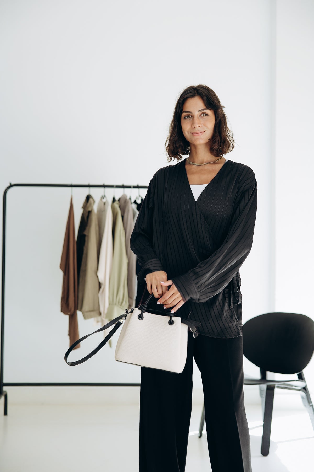 Glow Pleat Blouse in Black