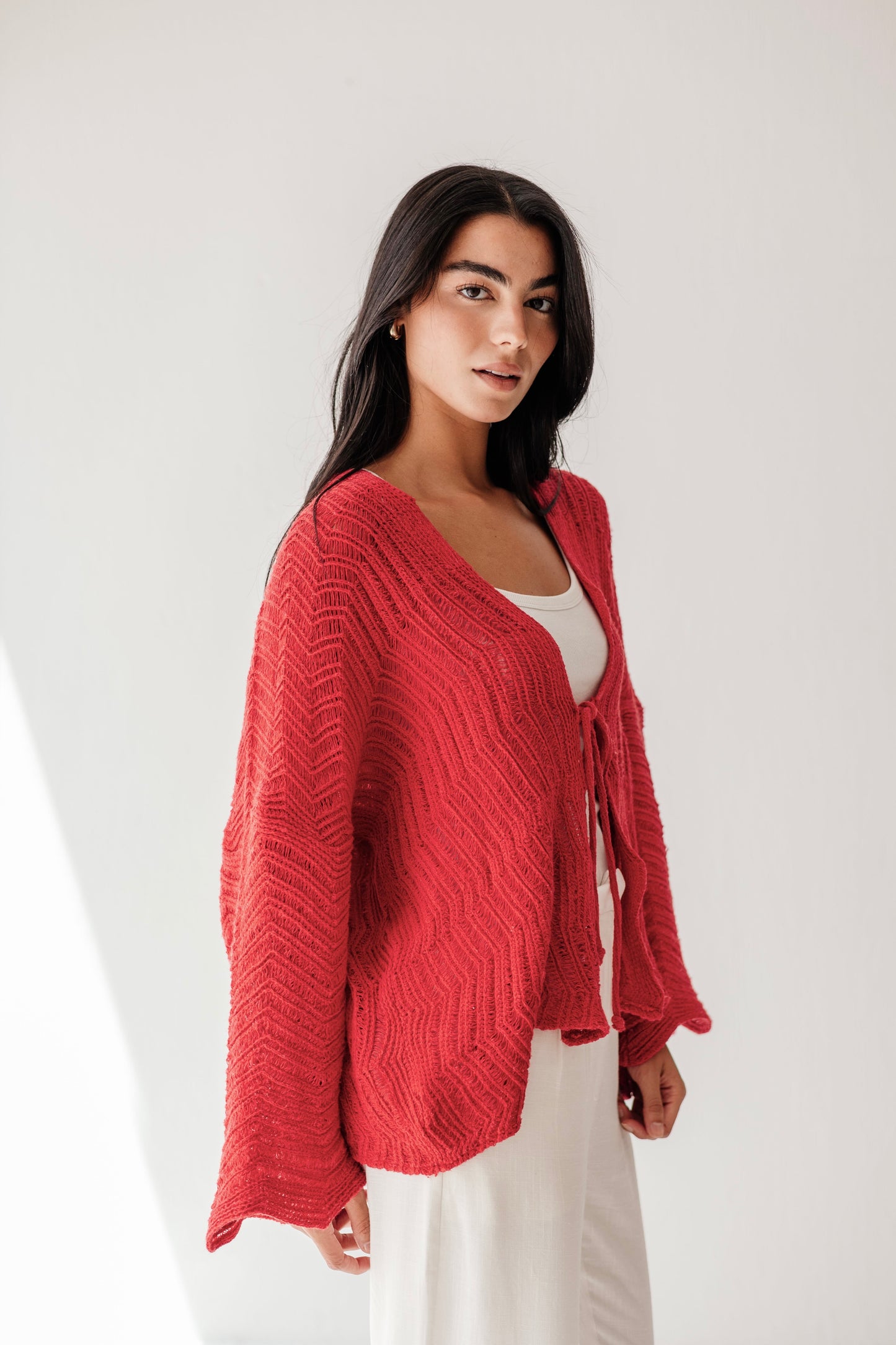 Havana cardigan in Pale Red