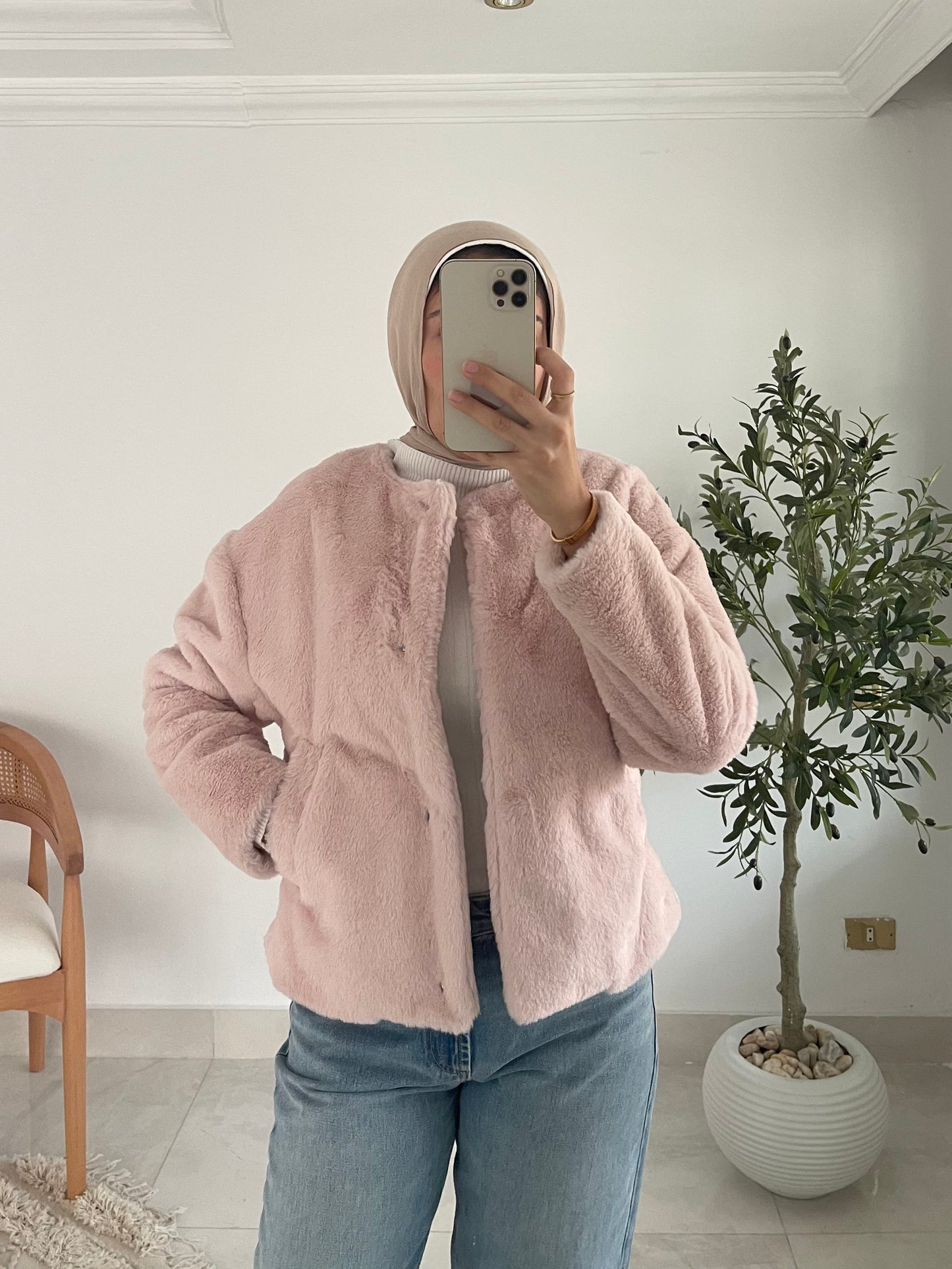 Maïa Fur Jacket in Rose