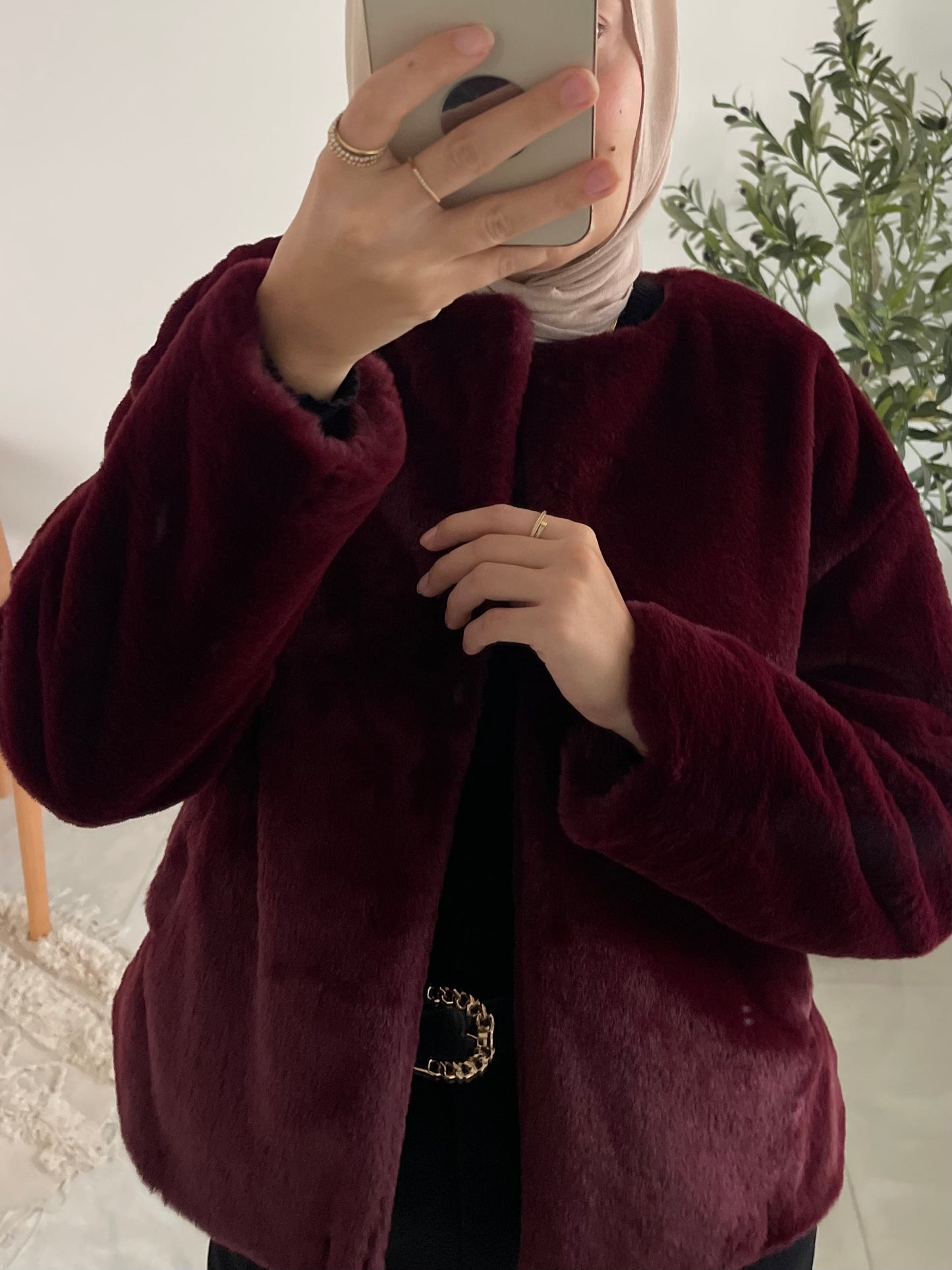 Maïa Fur Jacket in Burgundy