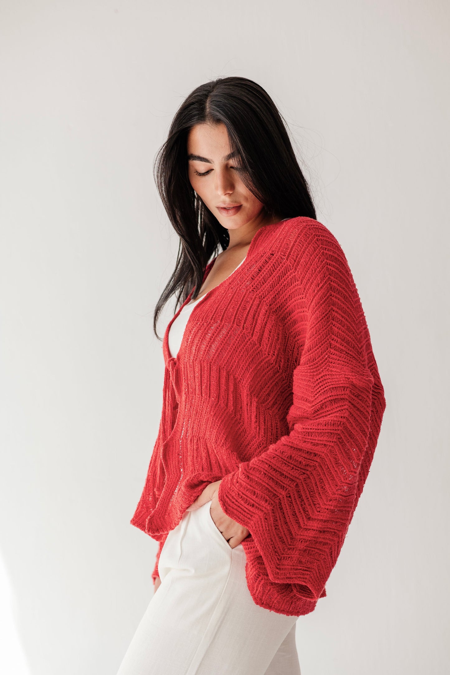 Havana cardigan in Pale Red