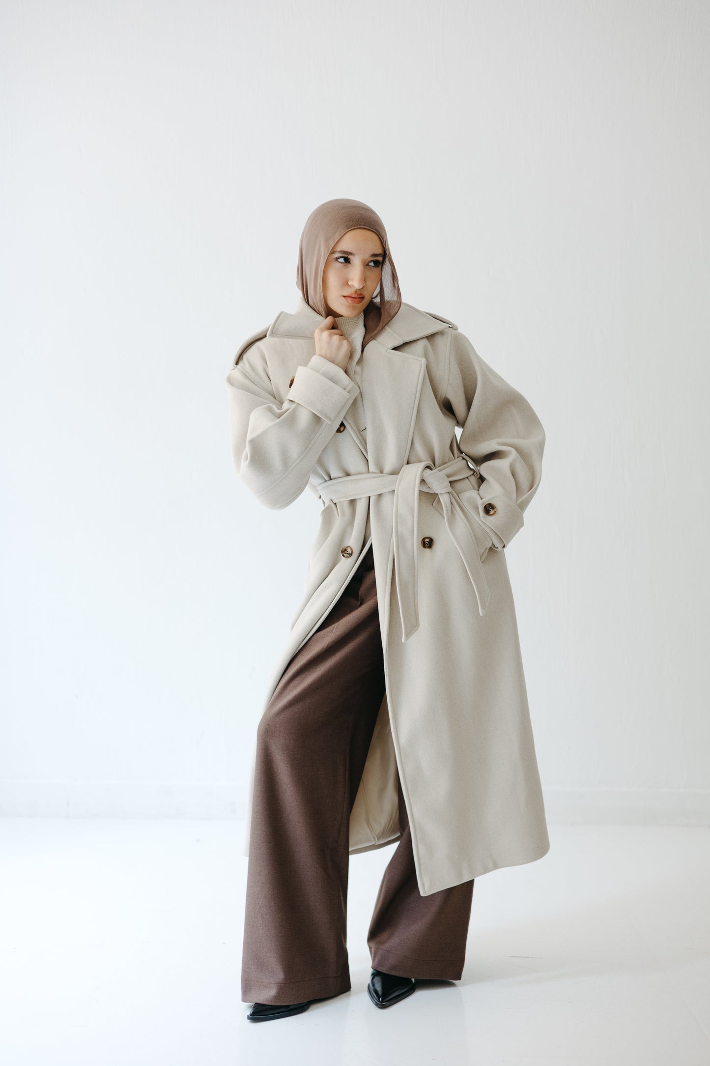 The Maison Coat in Almond beige