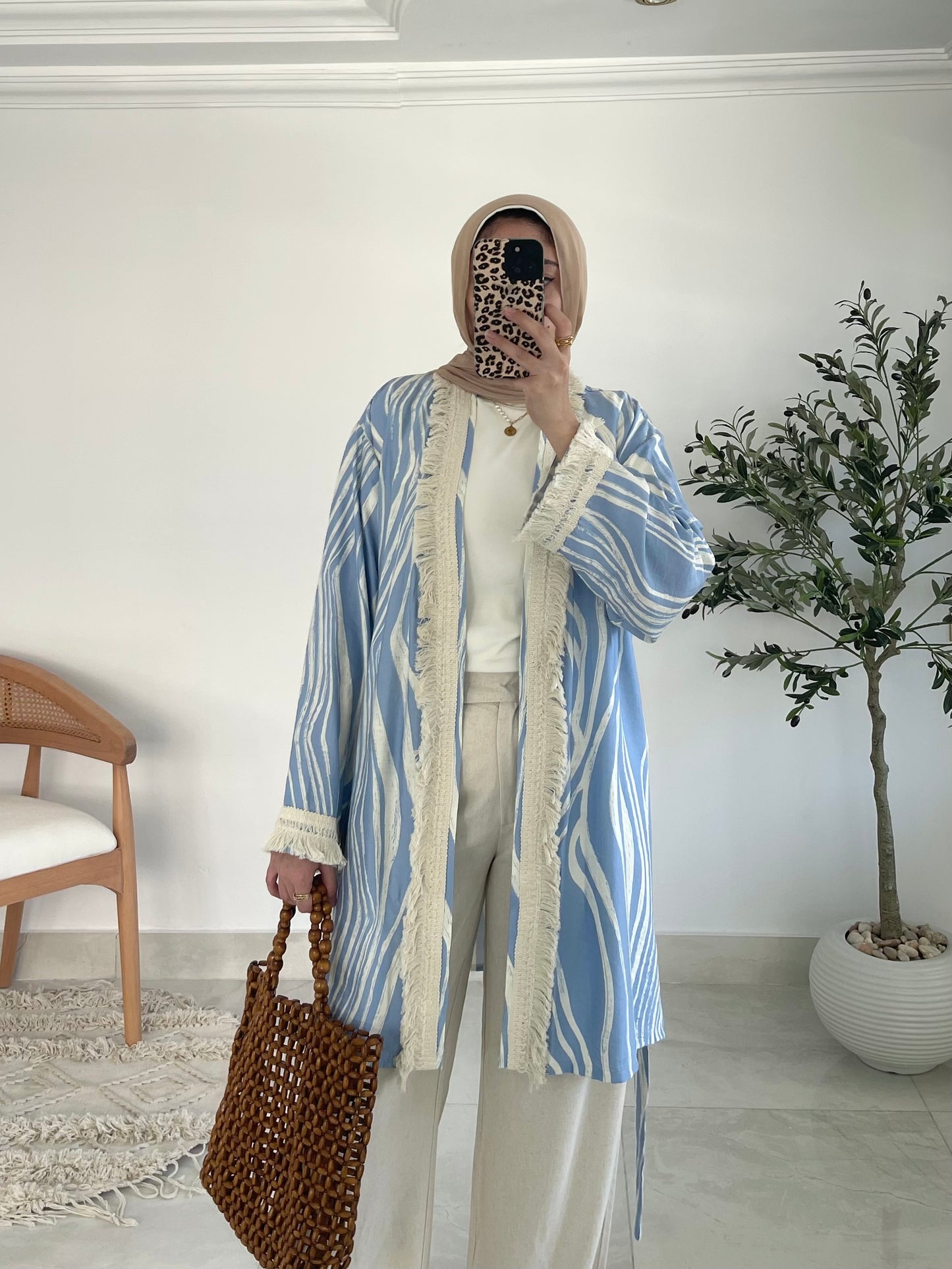 Oia Haze kimono in Sky blue