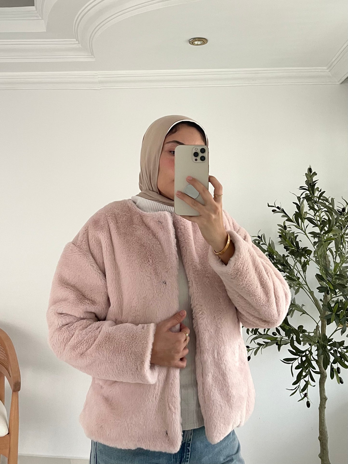 Maïa Fur Jacket in Rose