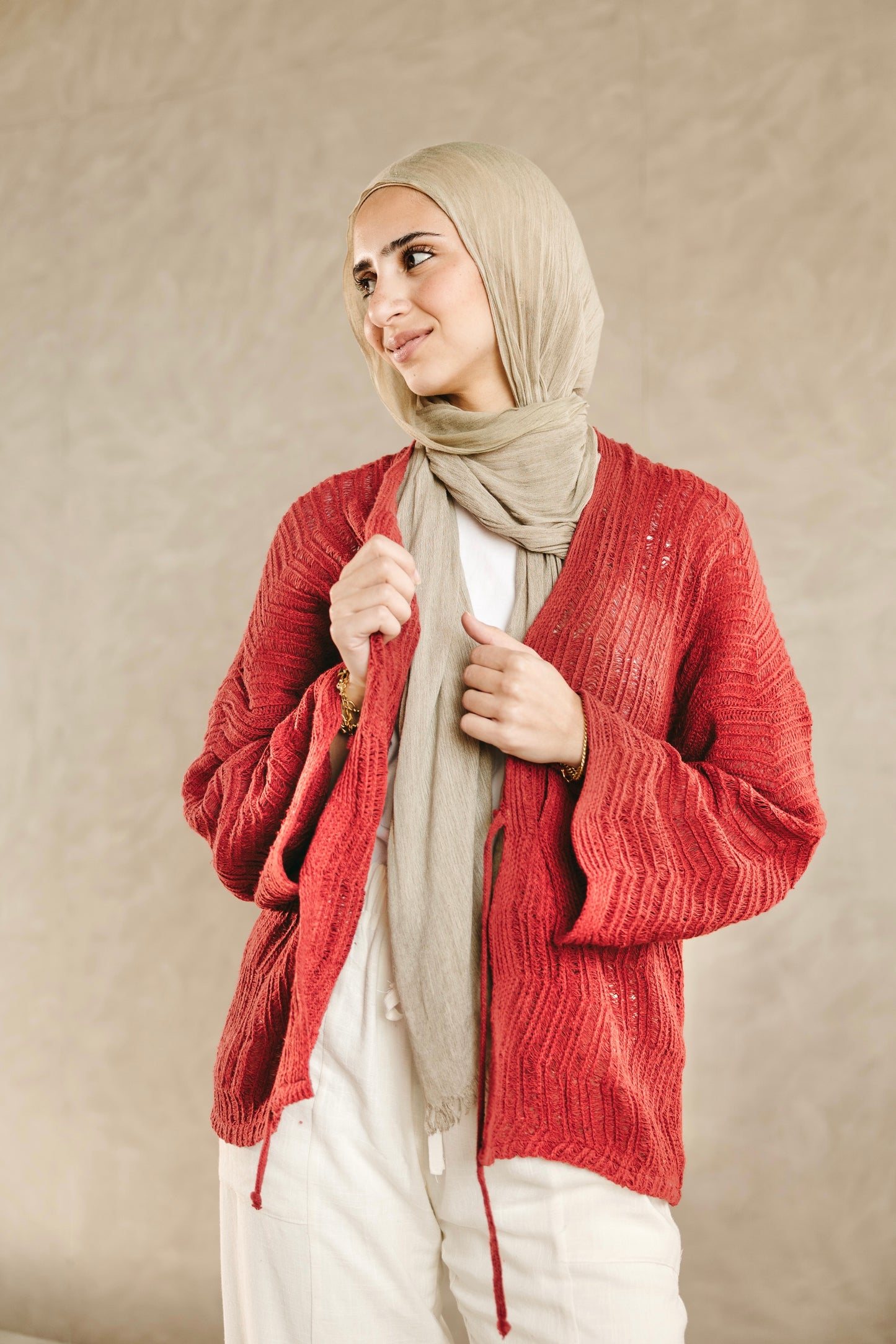Havana cardigan in Pale Red