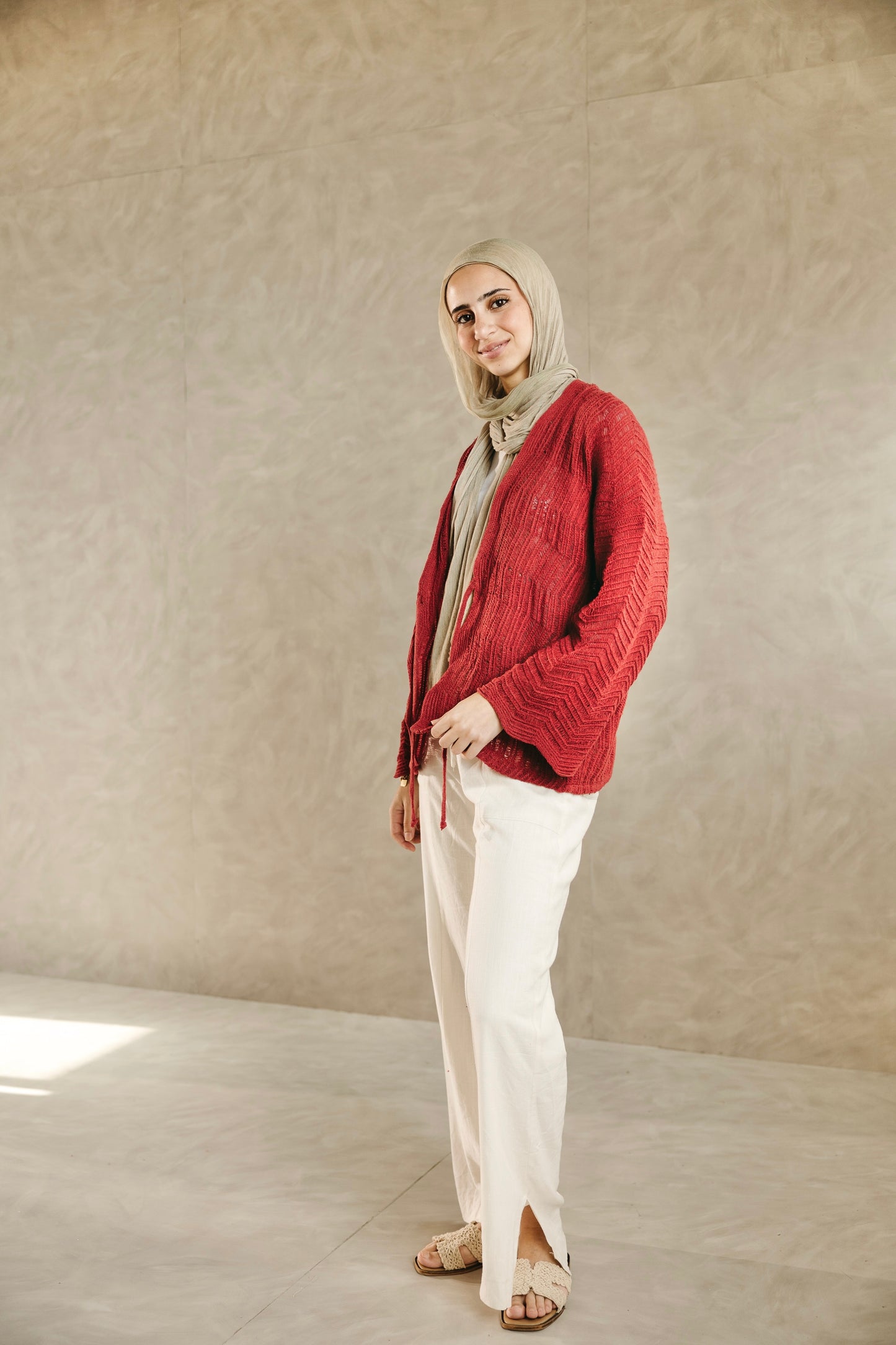 Havana cardigan in Pale Red